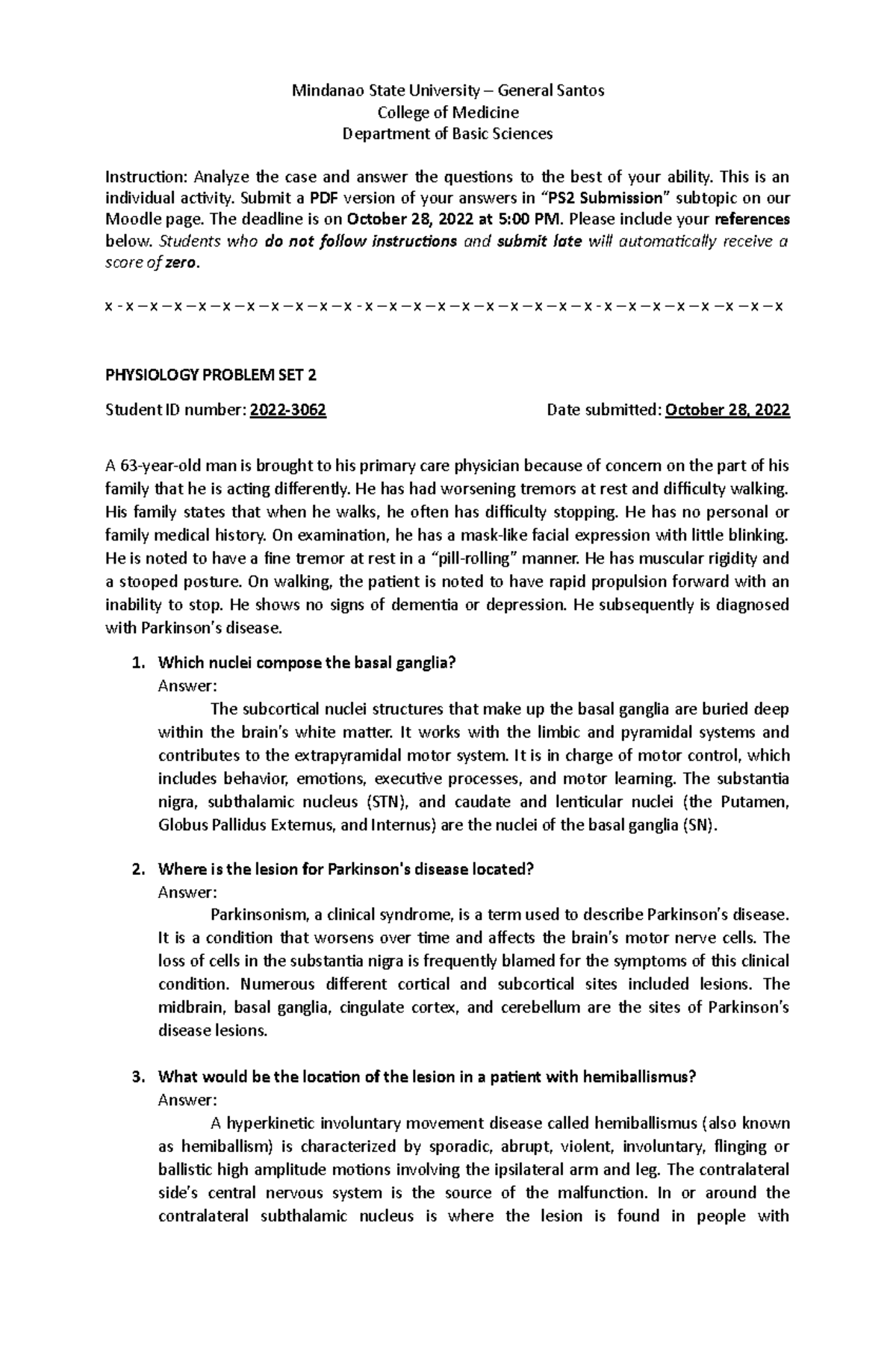 Problem SET 2 Physio - Mindanao State University – General Santos ...