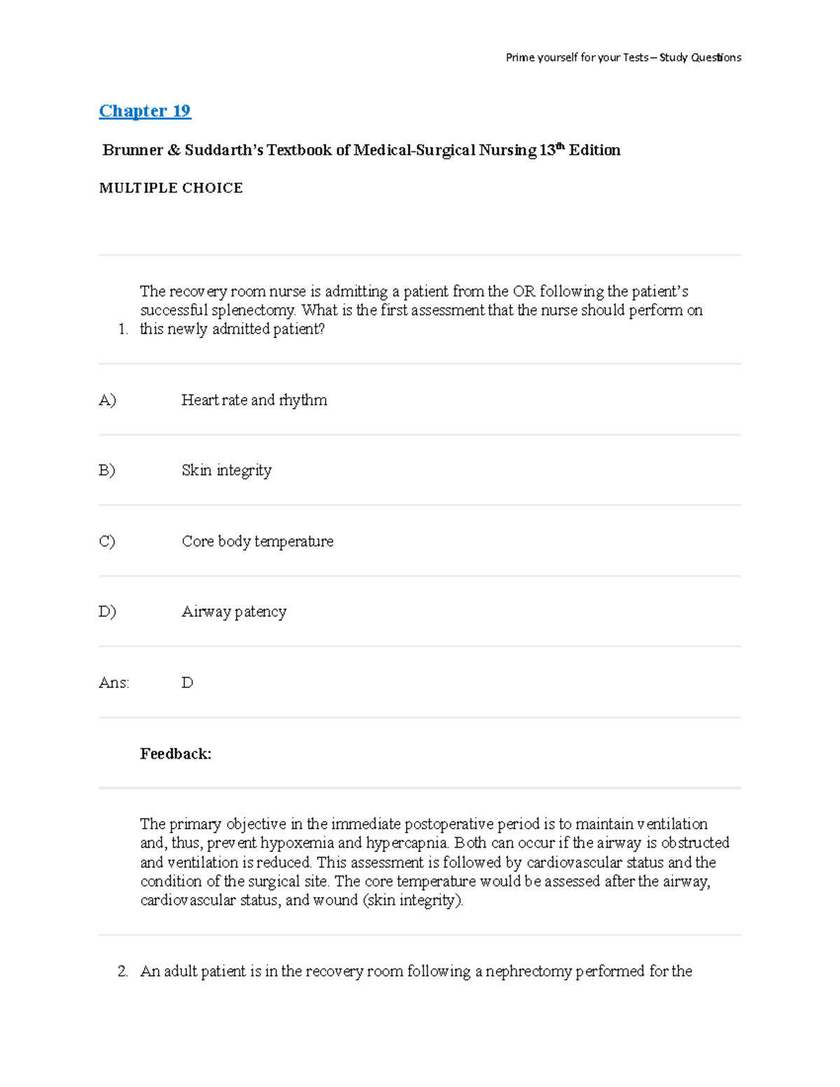 Ch19 - Introperative - Medical Surgical - Chapter 19 Brunner & Suddarth ...