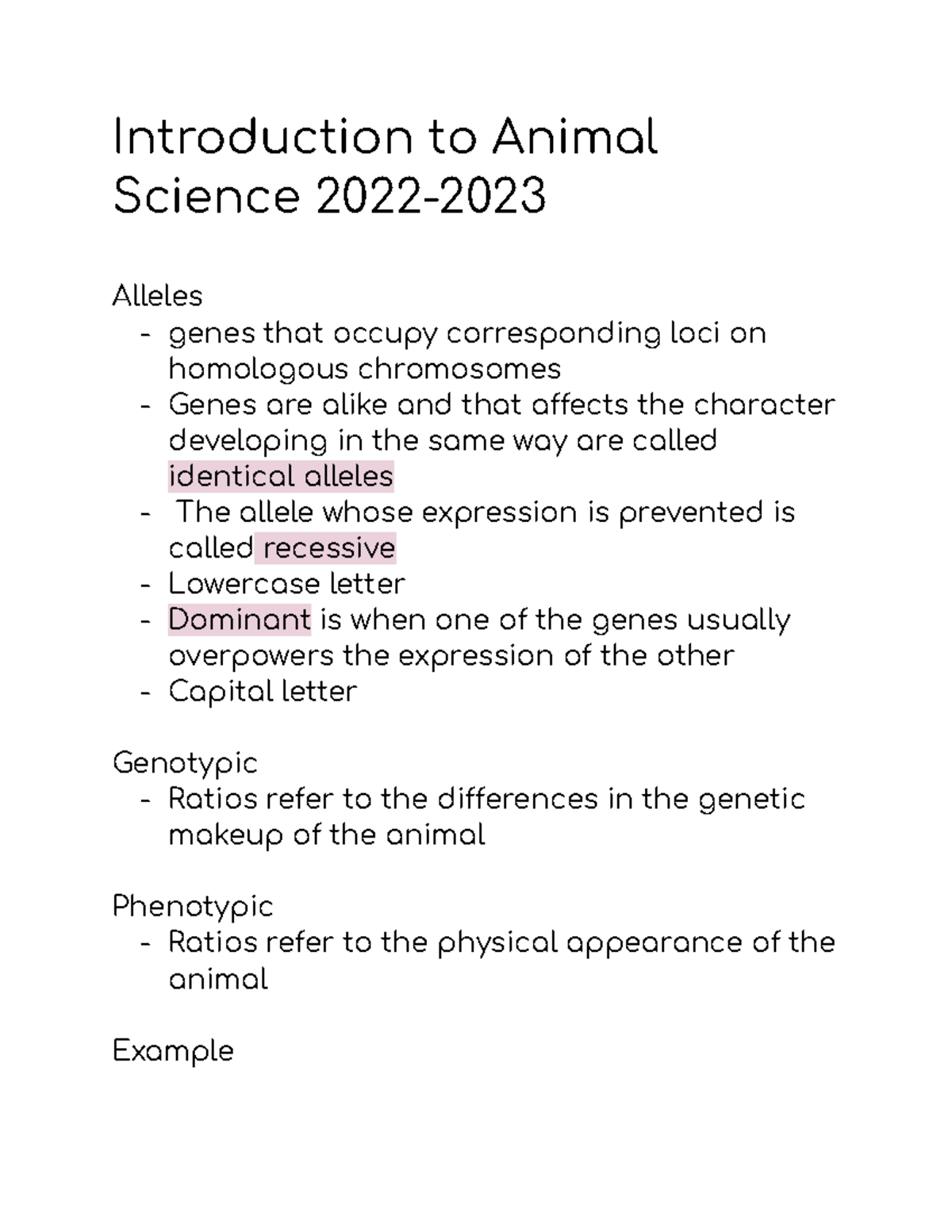 Introduction to Animal Science 2022-2023 - Introduction to Animal ...