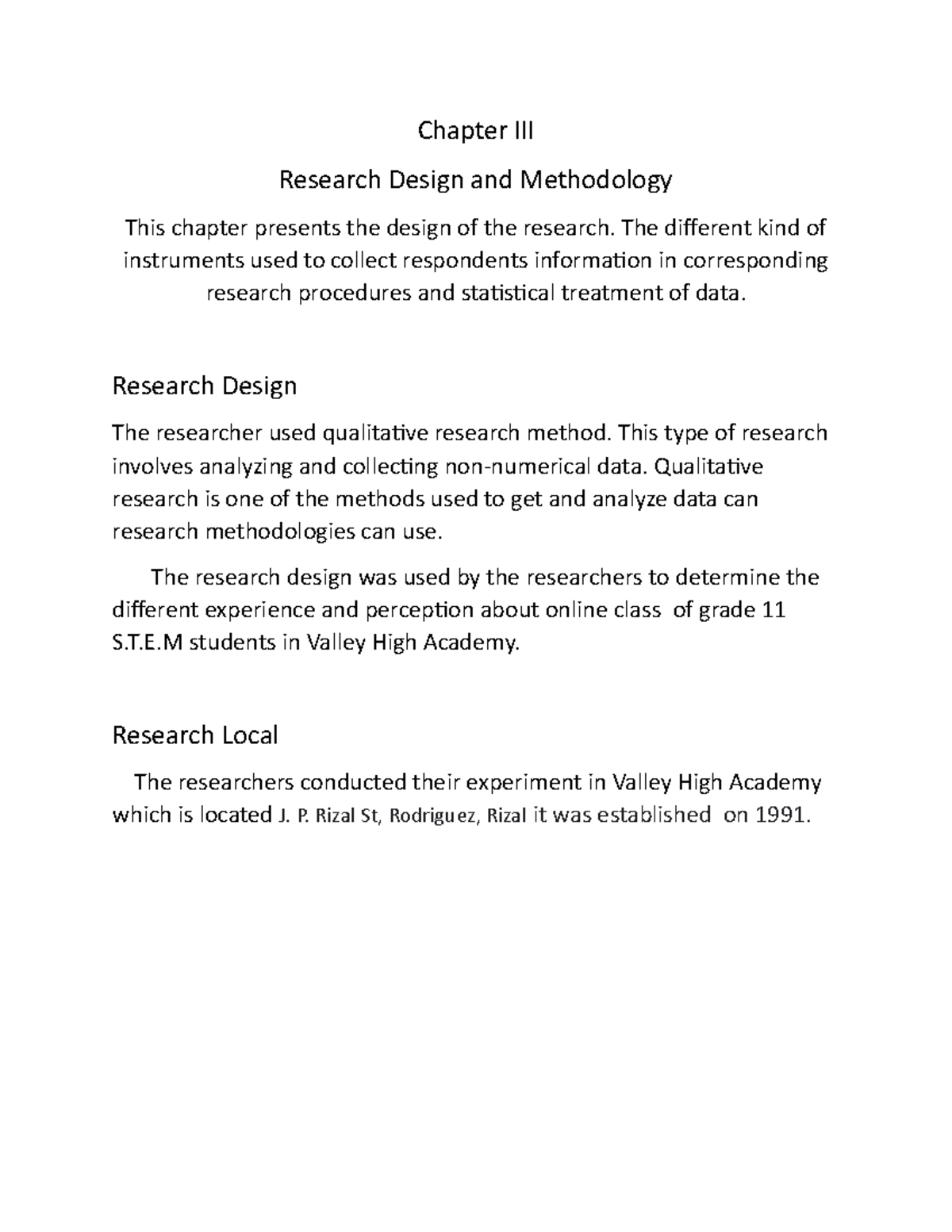 chapter 3 research design quantitative