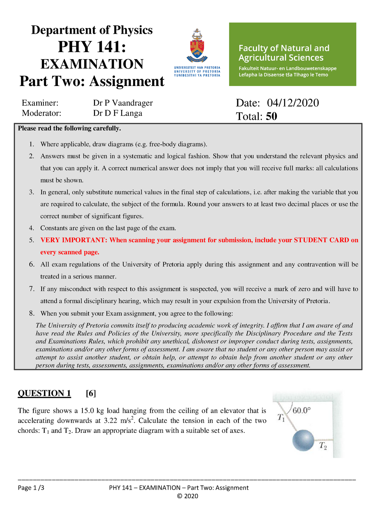 PHY 141 EXAM Part2 2020 - Part B Of The Exam - - Studocu