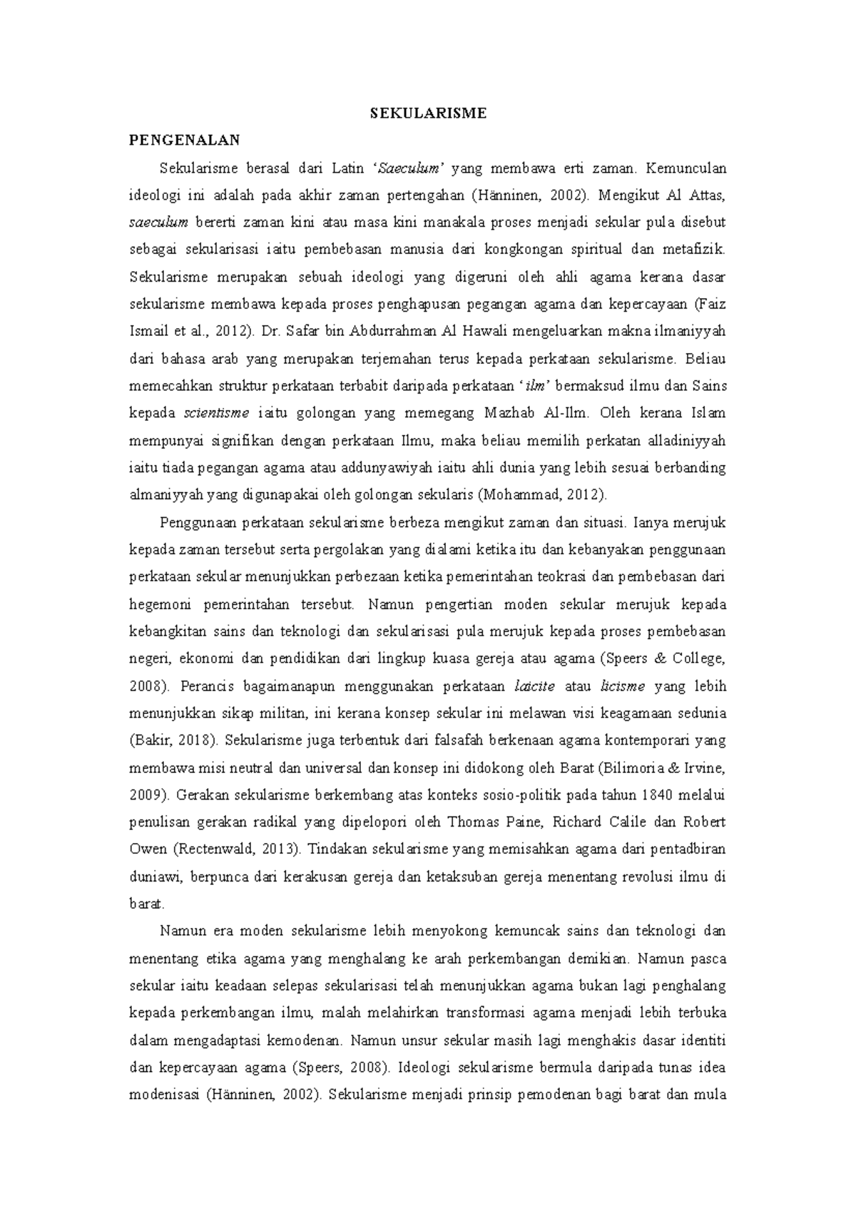 Sekularisme Upu3112 Sekularisme Pengenalan Sekularisme Berasal Dari