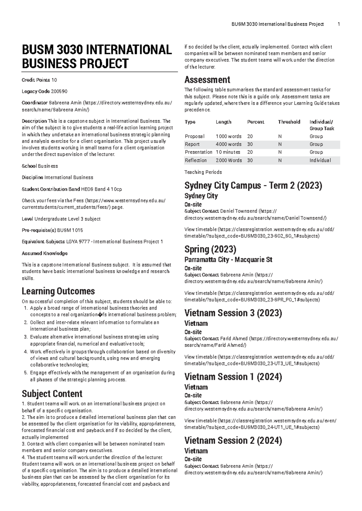 Busm3030 outline - BUSM 3030 International Business Project 1 BUSM 3030 ...