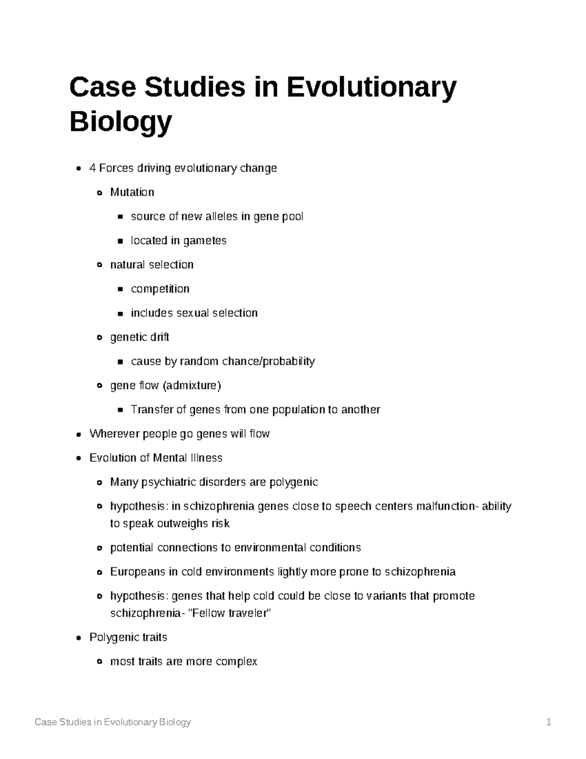 case study about evolutionary biology