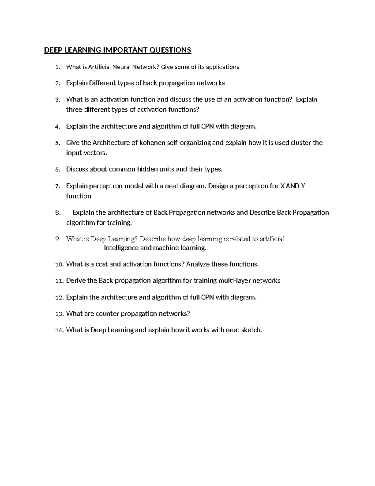 DEEP Learning Important Questions - DEEP LEARNING IMPORTANT QUESTIONS 1 ...