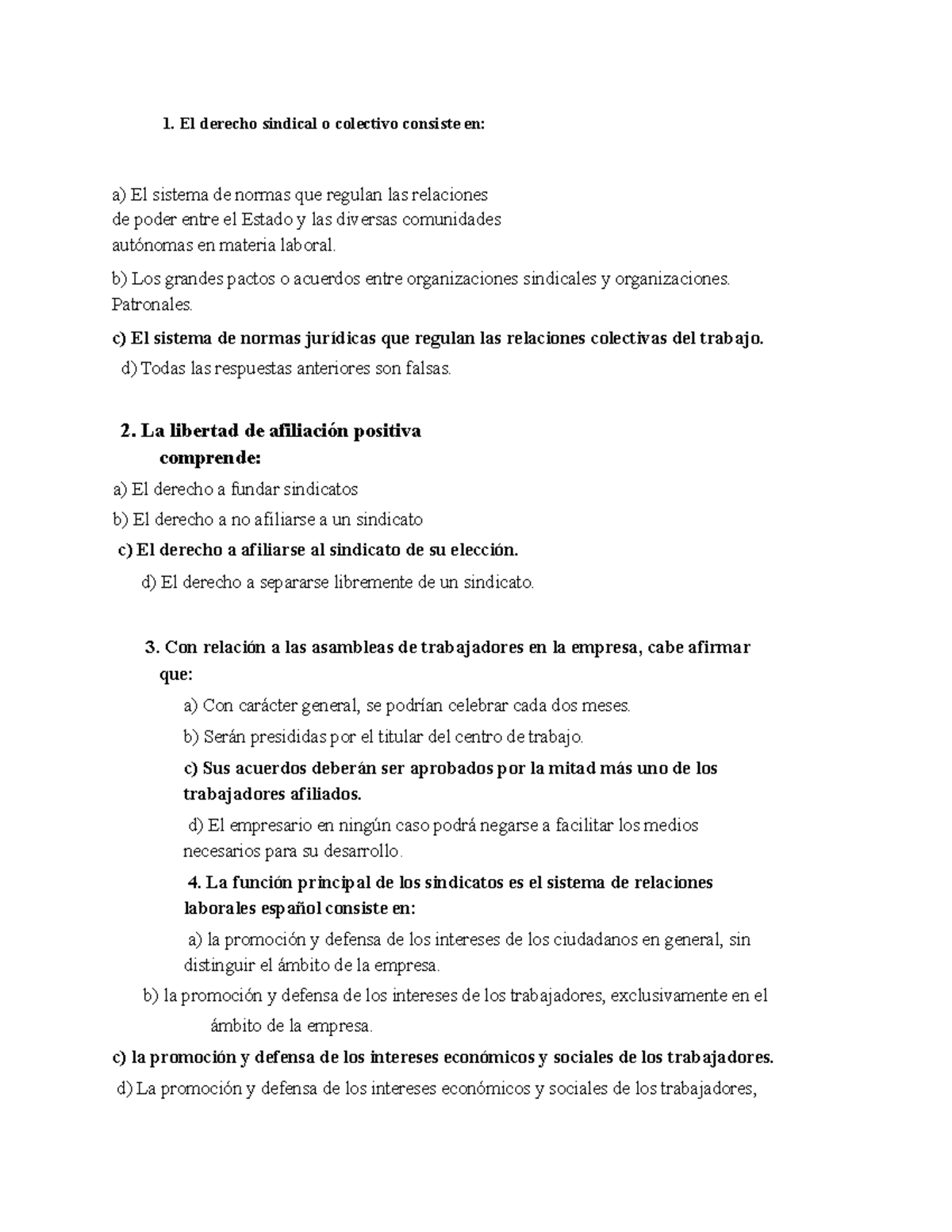 Copia De Examen Sindical-2 3 - El Derecho Sindical O Colectivo Consiste ...