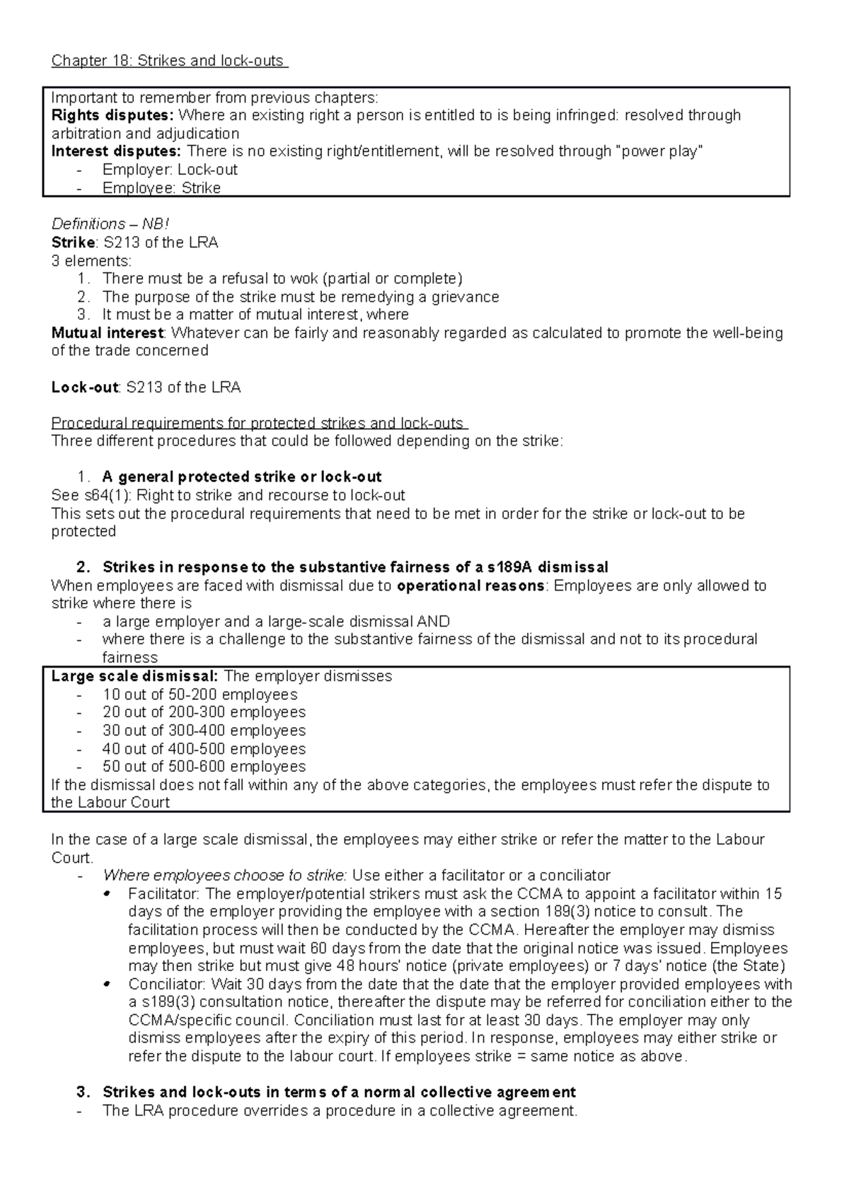 Chapter 18 - Complete - Summary Labour Law - Chapter 18: Strikes and ...