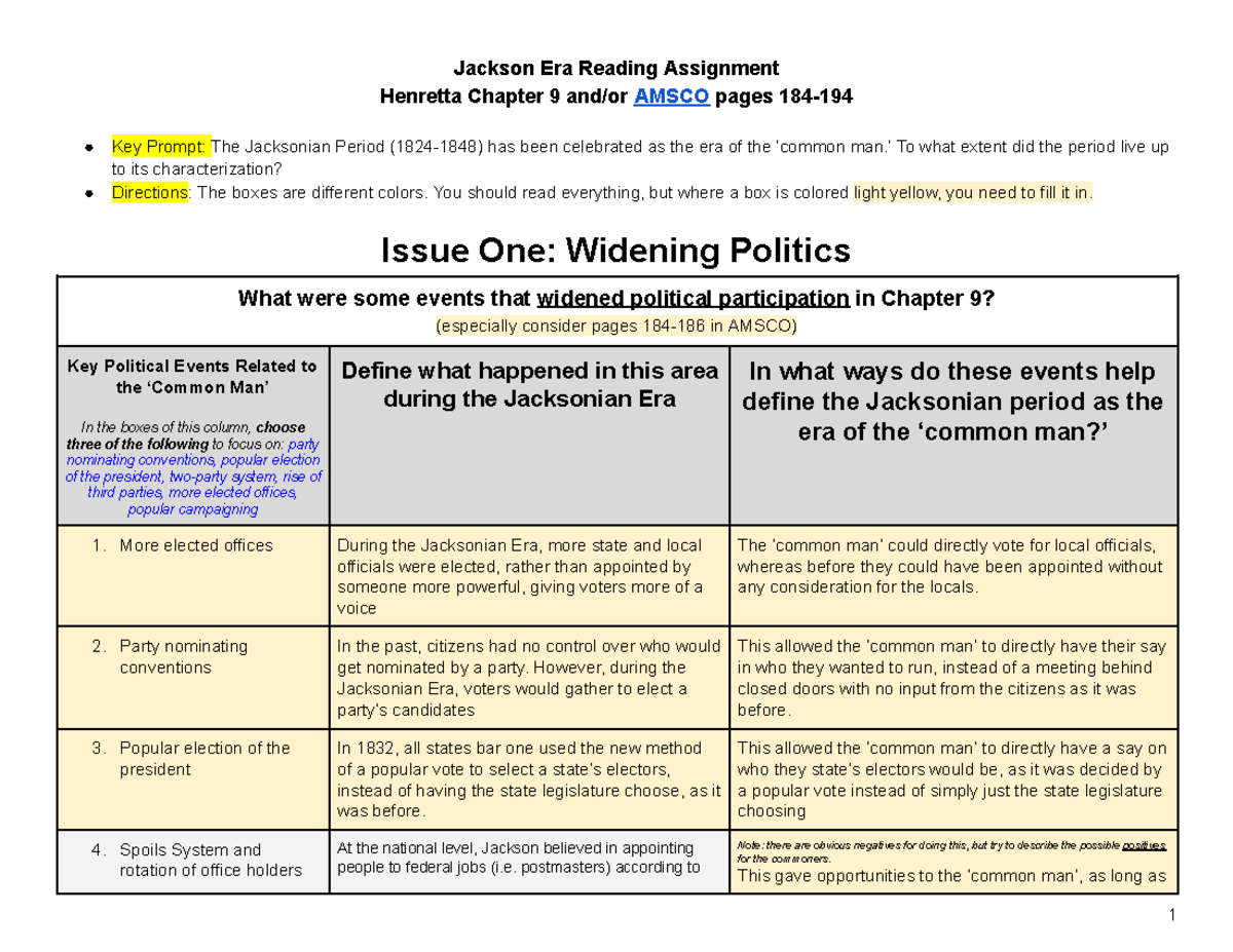 assignment 9 sectionalism and the jackson administration