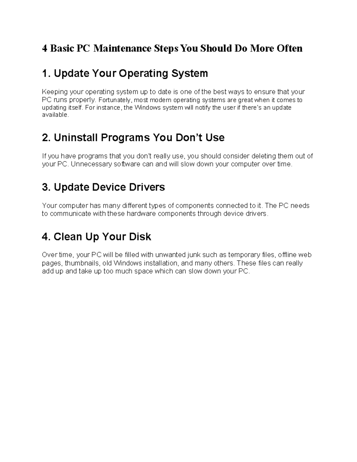 4 Basic PC Maintenance Steps You Should Do More Often - Update Your ...