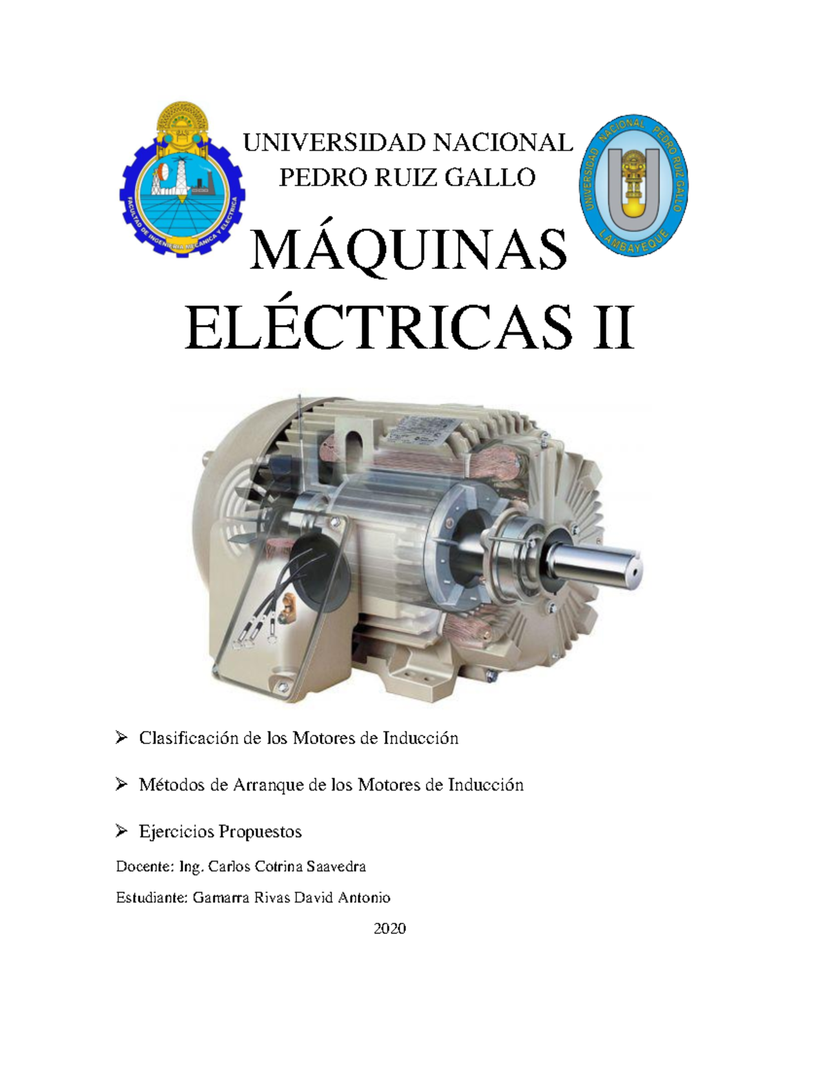 Clasificacion DE LOS Motores DE Inducción - UNIVERSIDAD NACIONAL PEDRO ...