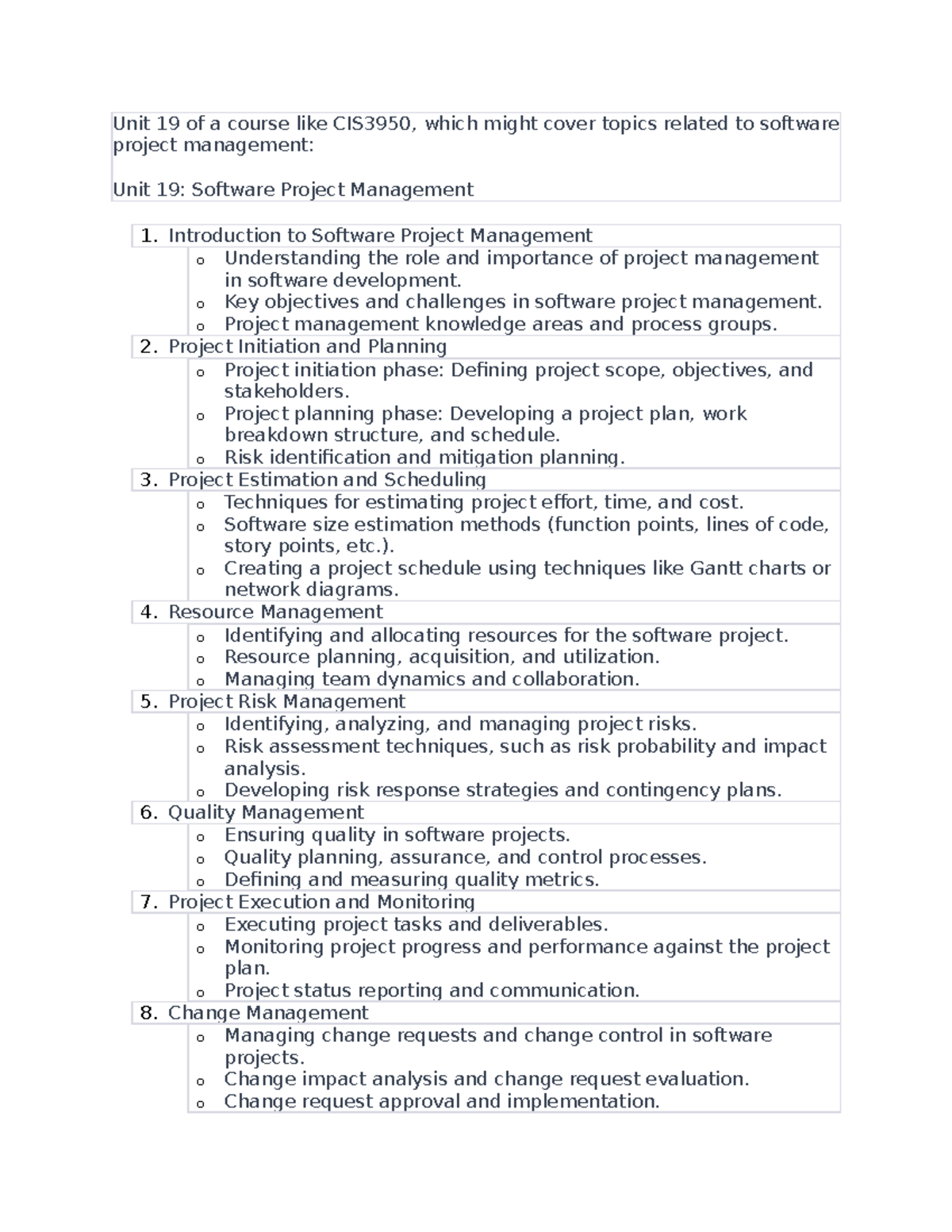 Unit 19 of CIS3950 - Unit 19 of a course like CIS3950, which might ...