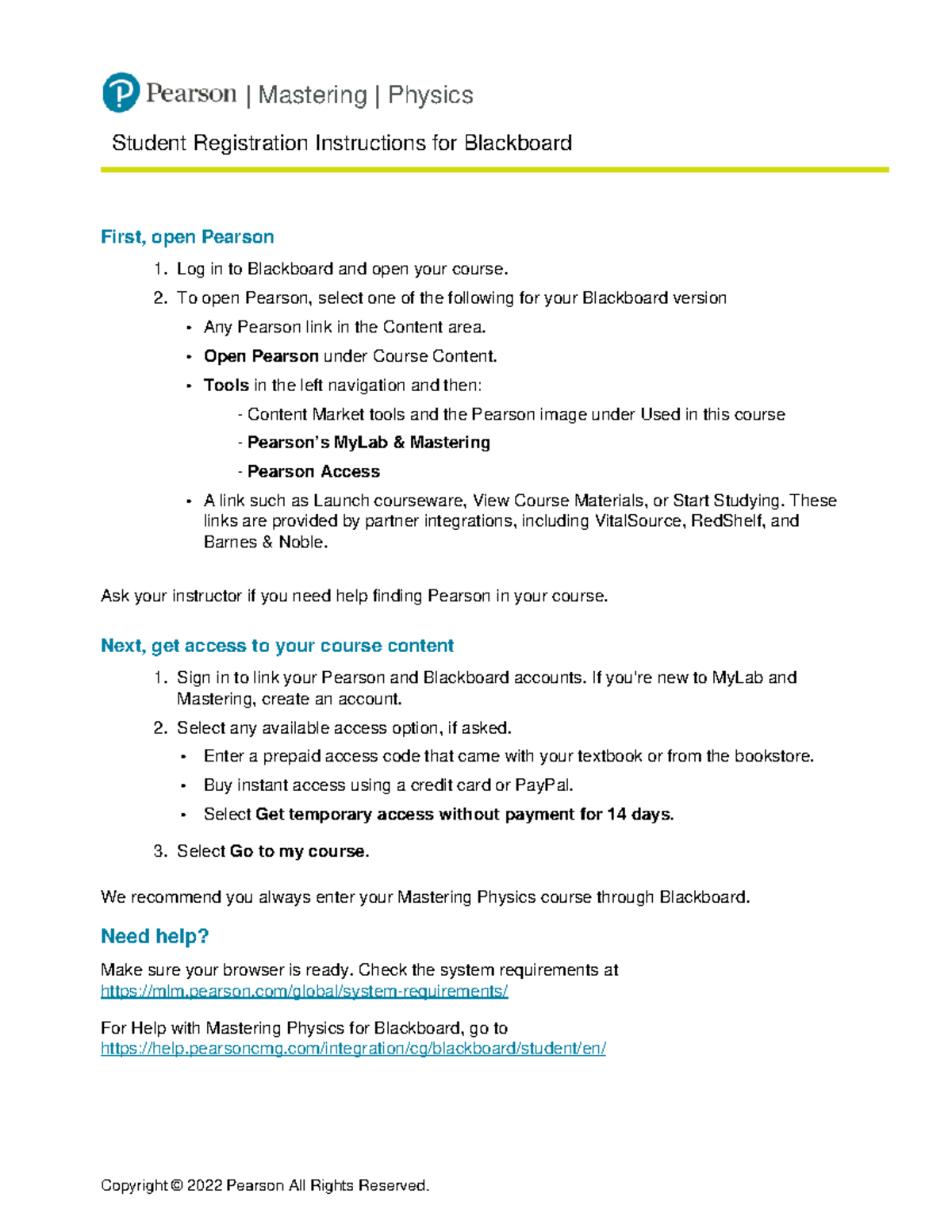 Physics 110 Mastering Registration Mastering Physics Student