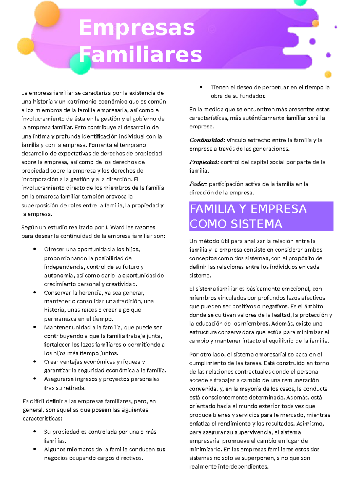 Empresas Familiares - La empresa familiar se caracteriza por la ...