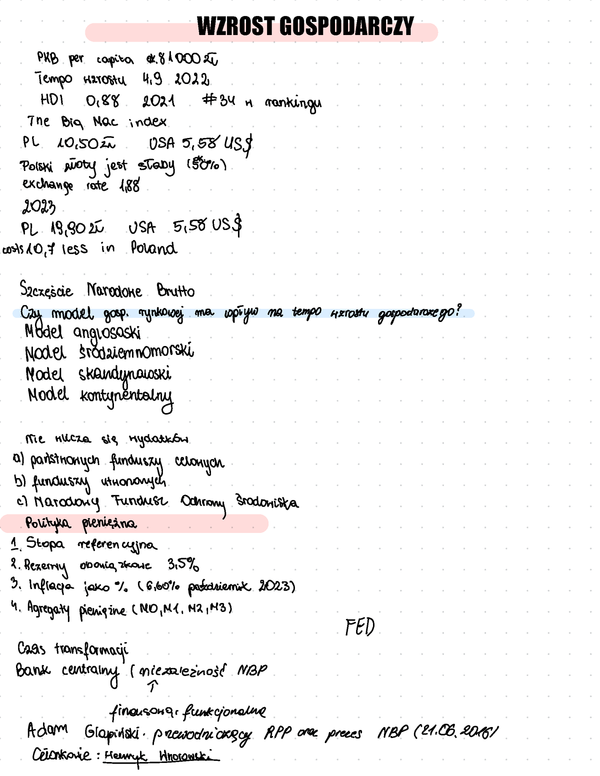 Polityka Gospodarcza I Społeczna - Notatki - WZROST GOSPODARCZY PKB Per ...