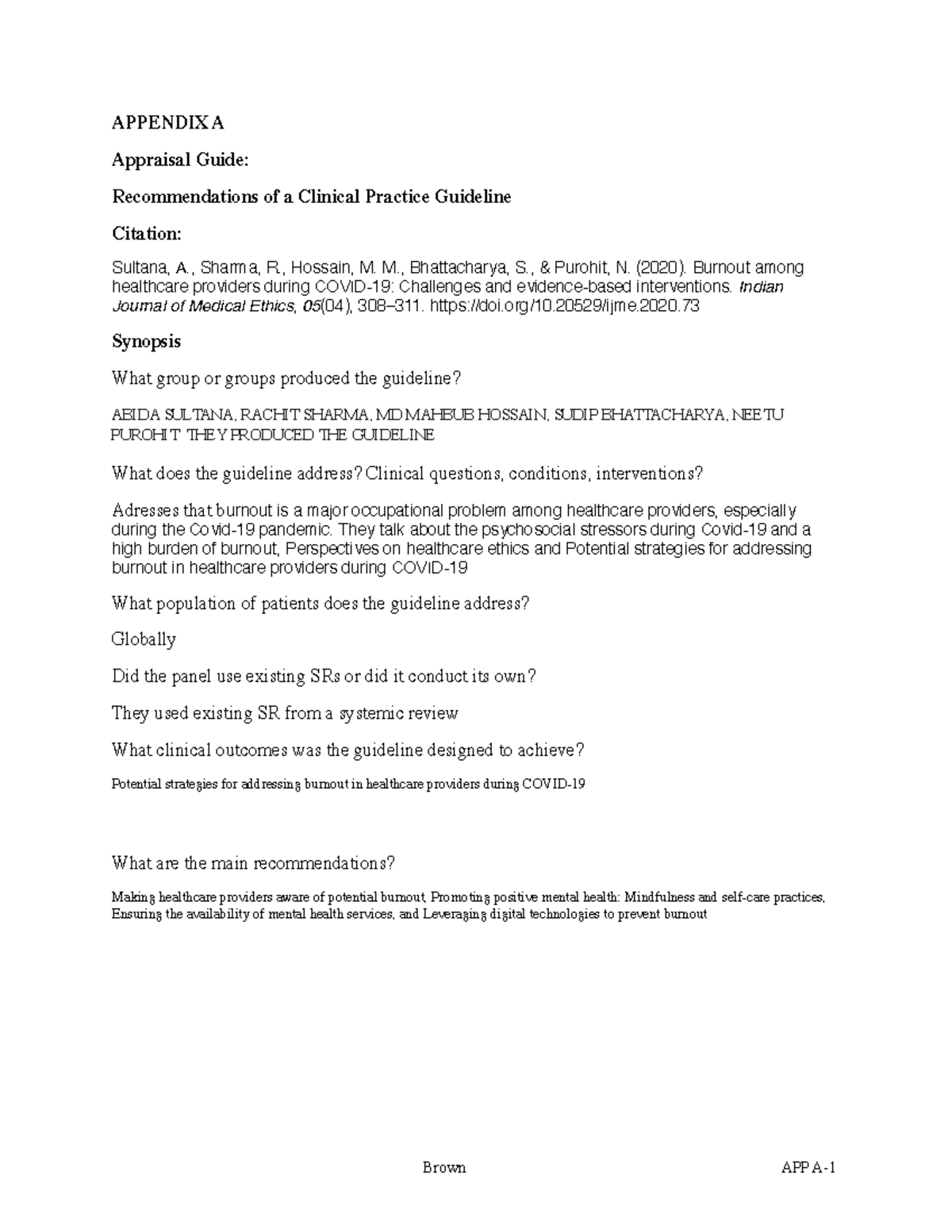 Clinical Practice Guideline - APPENDIX A Appraisal Guide ...