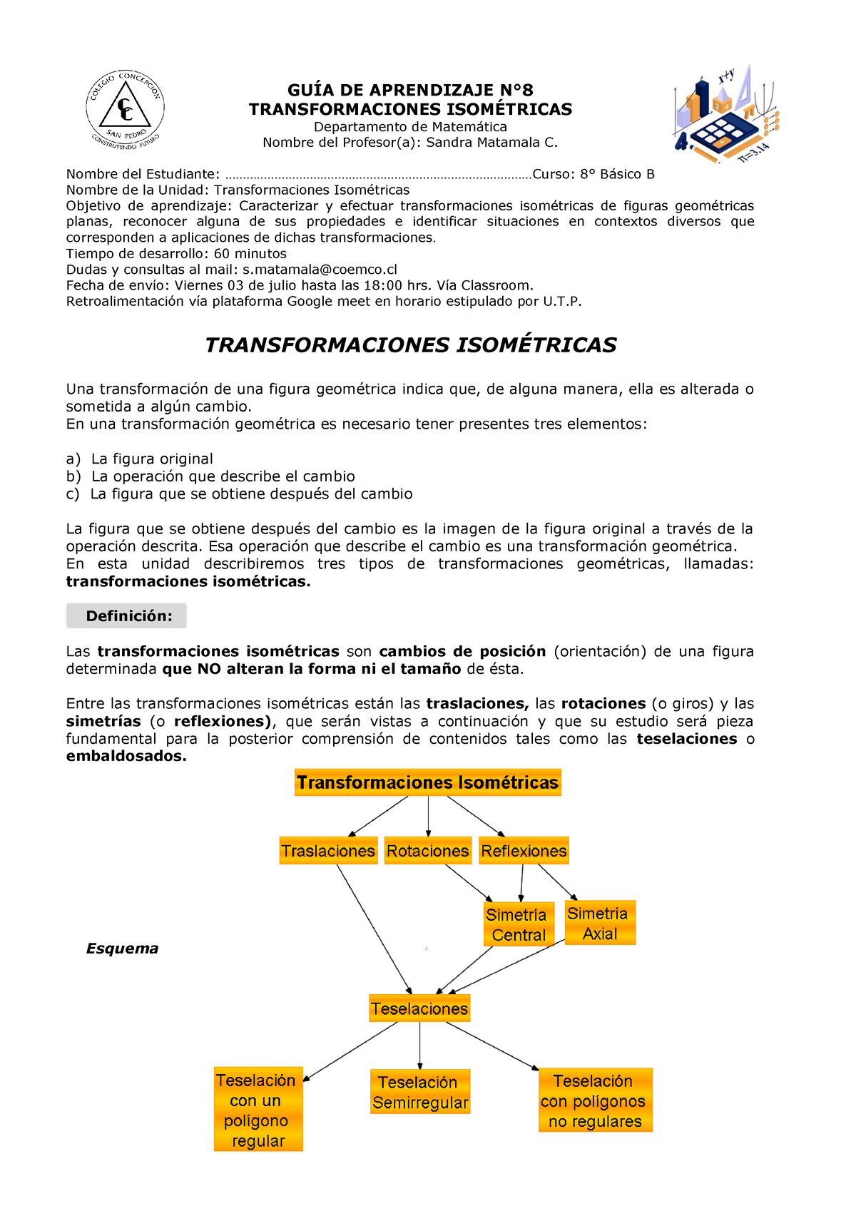 Geometría-8ºB-S - Transformacione Sisompetricas - GUÍA DE APRENDIZAJE N° 8 TRANSFORMACIONES ...