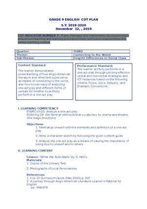 grade 11 oral communication lesson plan - English - Studocu