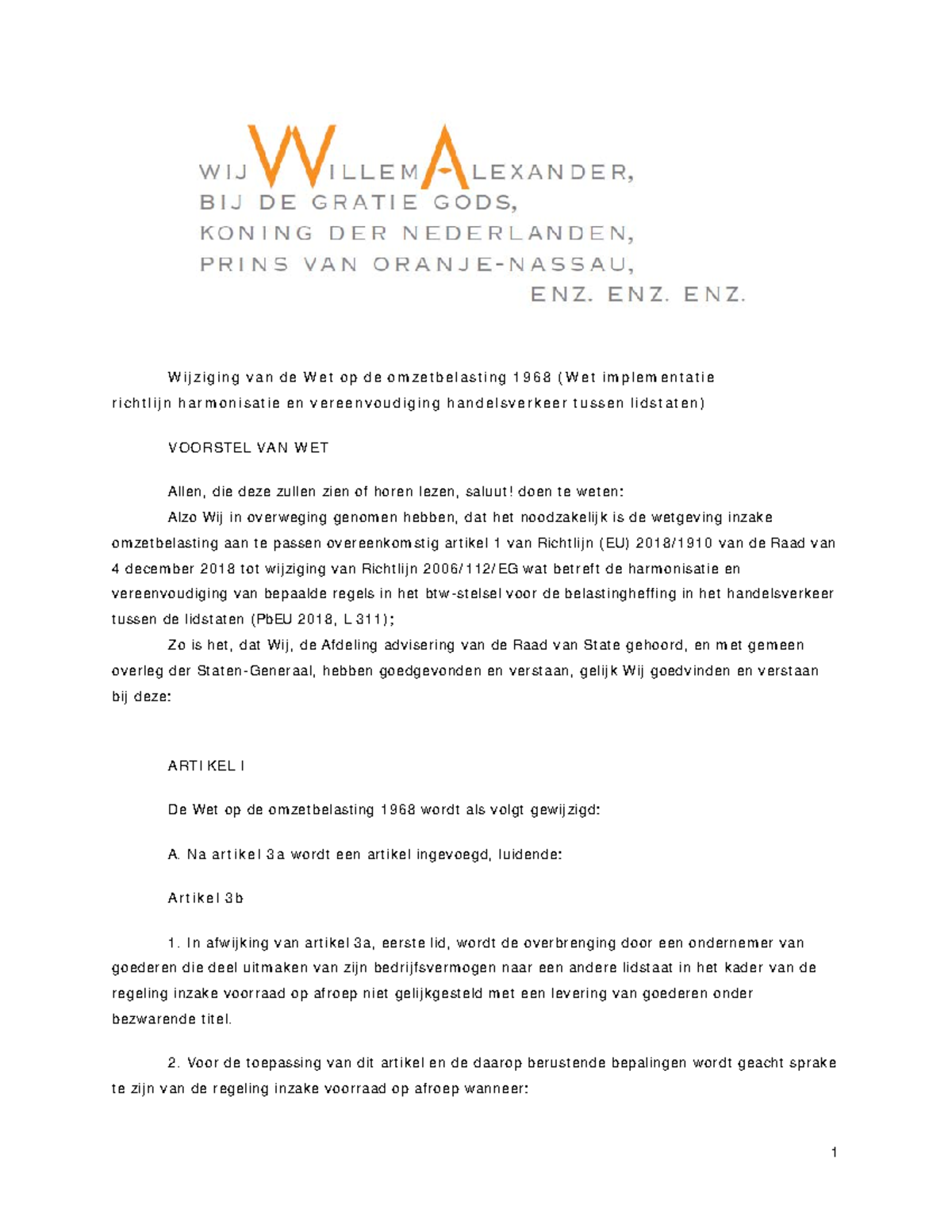 Wet+ Implementatie+ Richtlijn+harmonisatie +en+vereenvoudiging+ ...