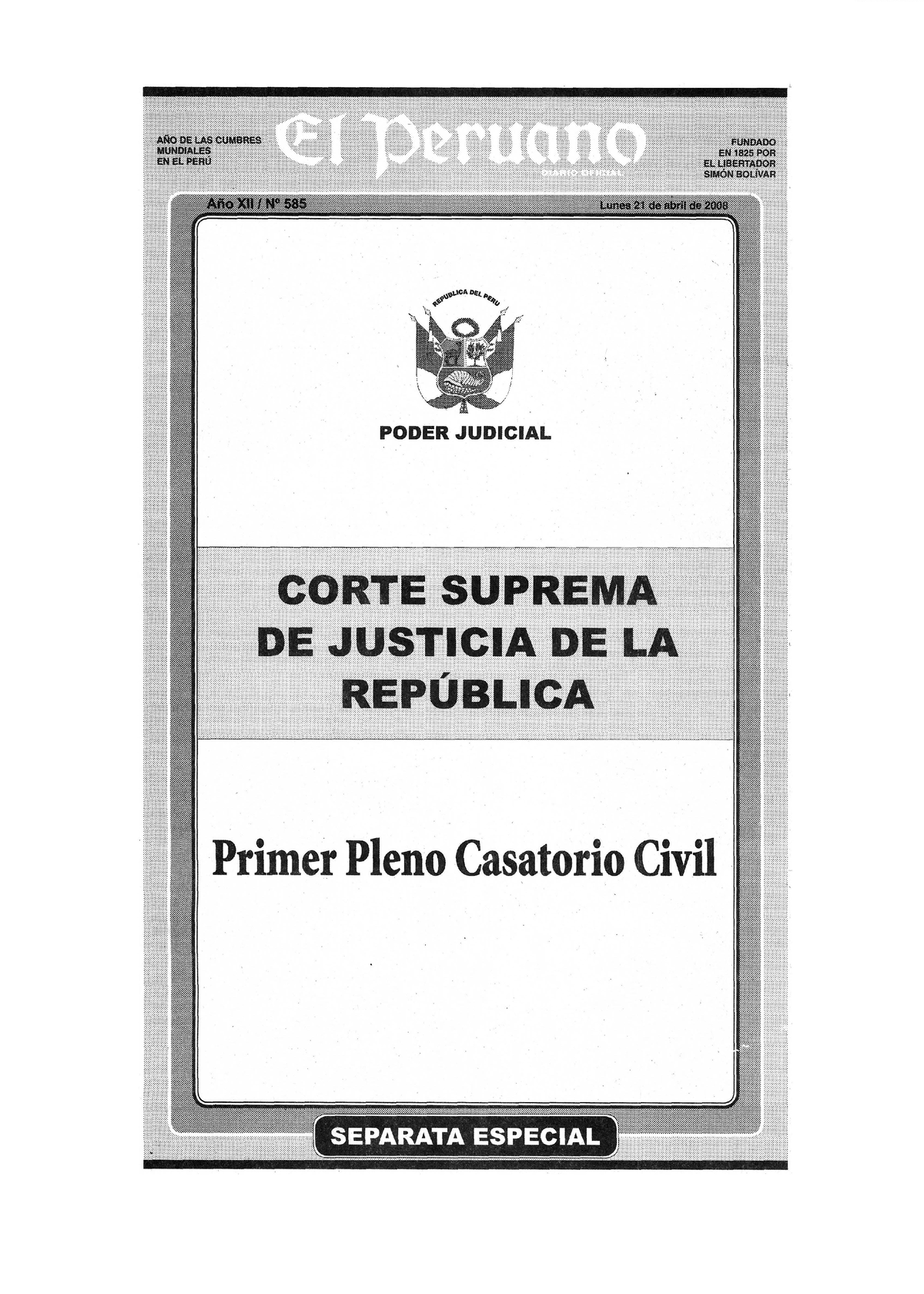 S12.s1 Primer Pleno Casatorio Civil 100608 - Introduccion Al Derecho ...