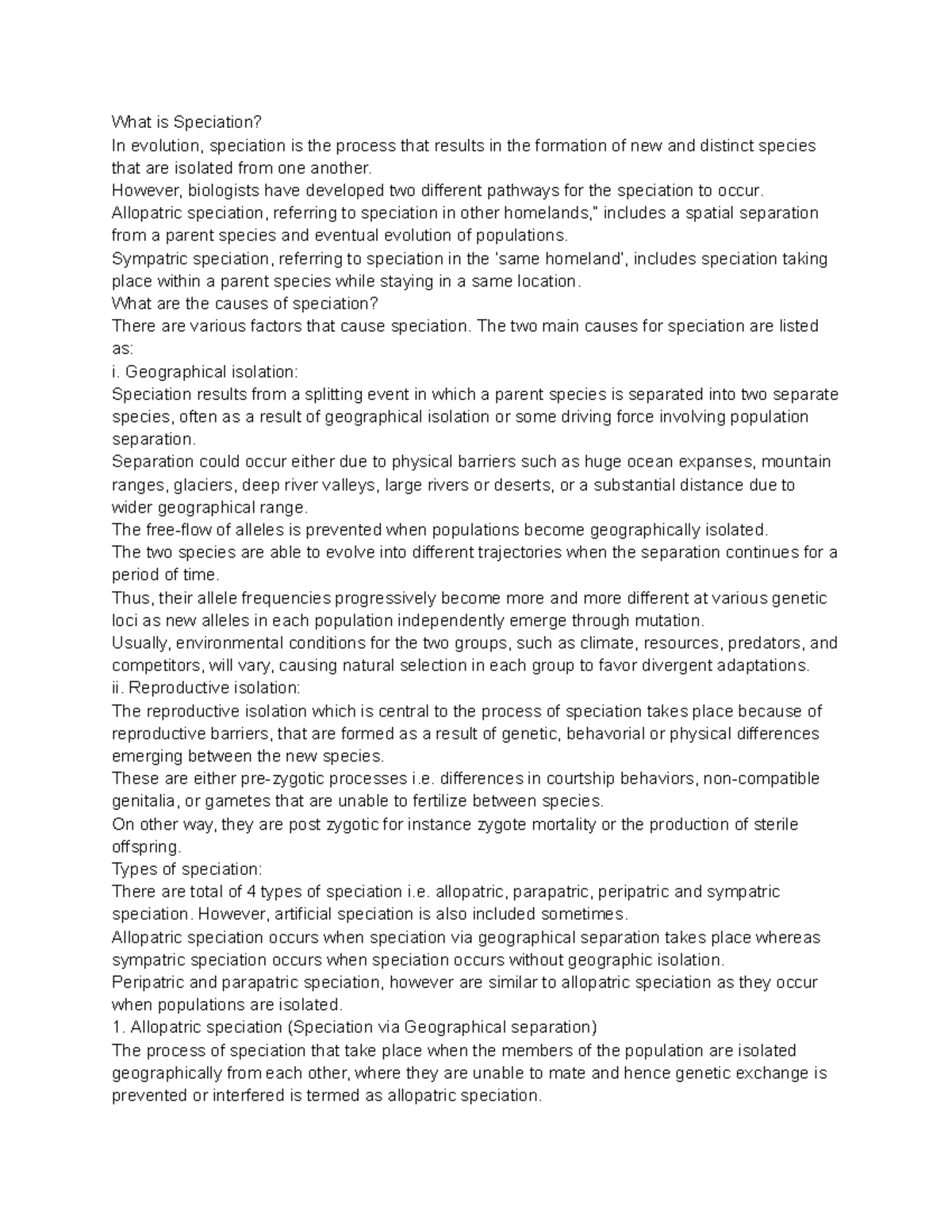 Speciation causes, process, types and examples - What is Speciation? In ...