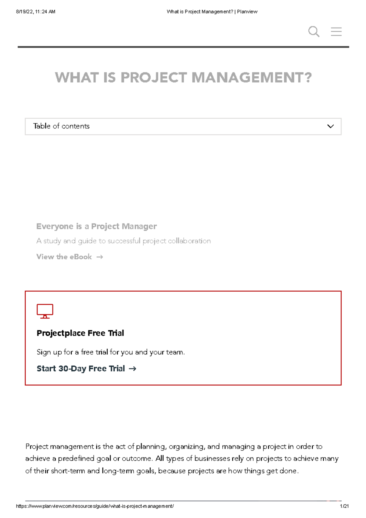 What Is Project Management In College