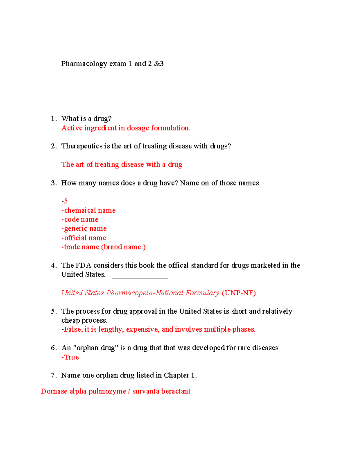 Pharmacology Notes That will be on exam - Pharmacology exam 1 and 2 ...