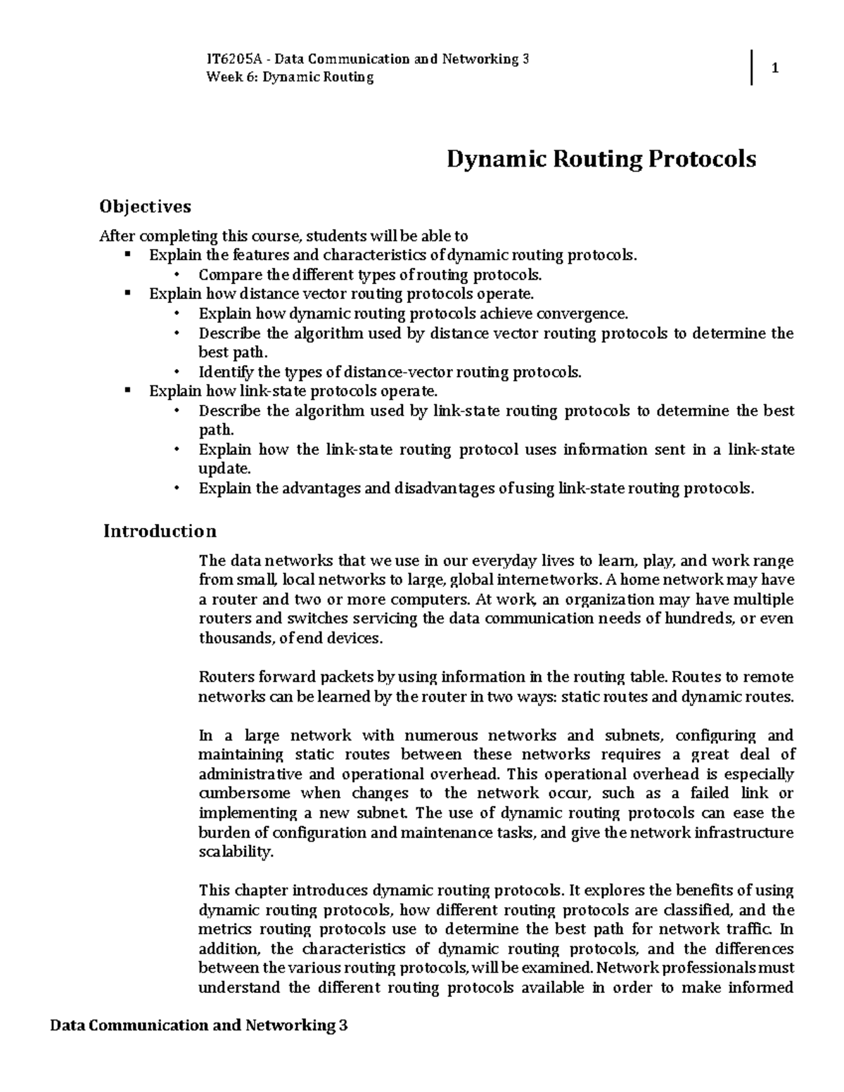 Week 6 - Dynamic Routing Module - Week 6 : Dynamic Routing 1 Data ...