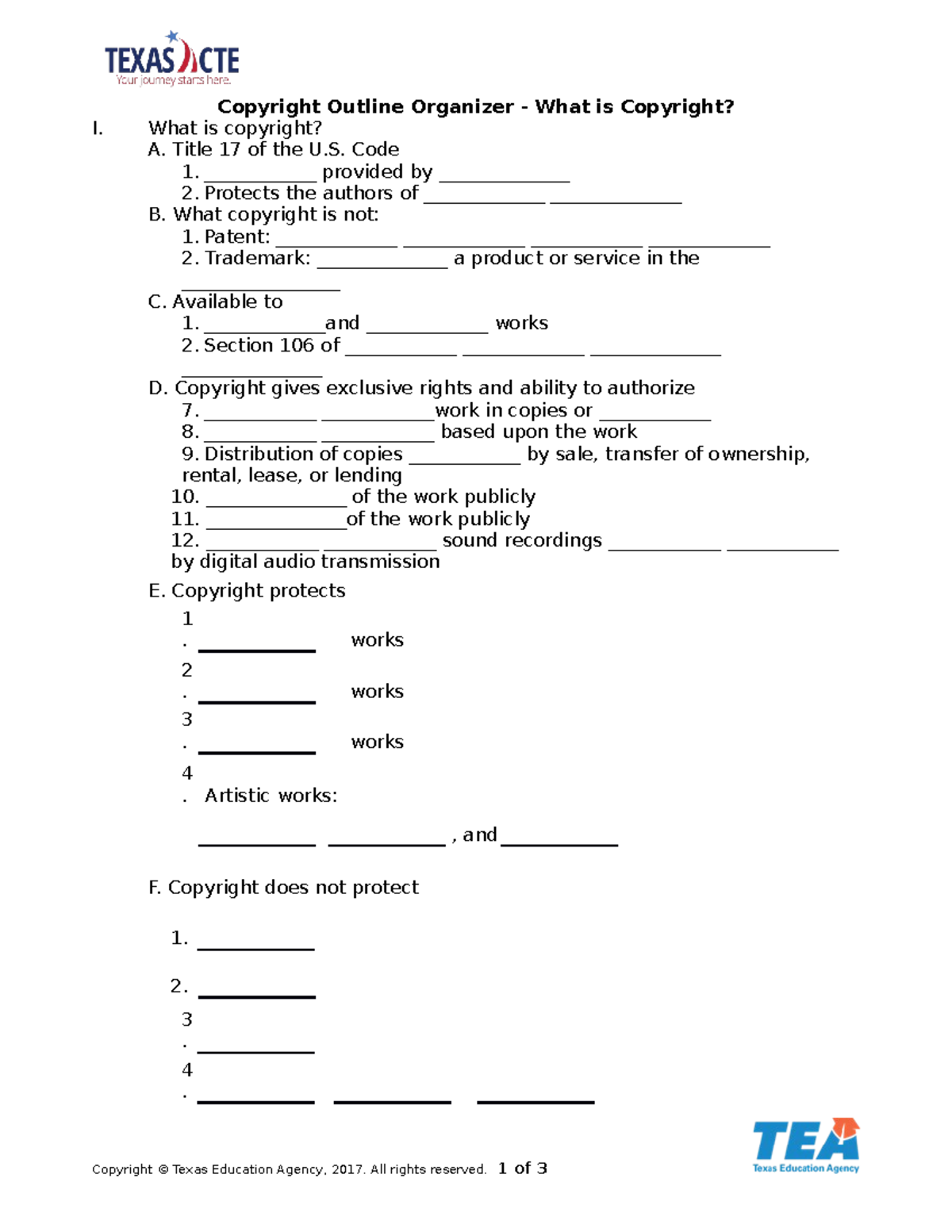 Copyright Outline Organizer What is Copyright What is copyright? A