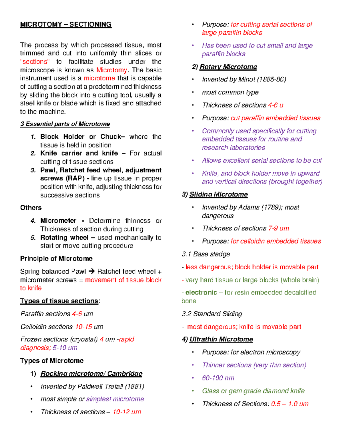 Histopathology - Microtomy - Medical Technology - Studocu