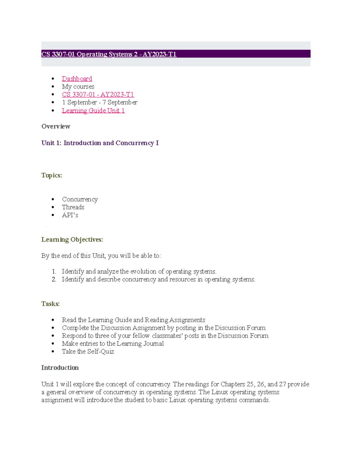 Learning Guide Unit 1 - Identify and analyze the evolution of operating ...