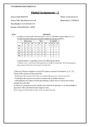 Operating Systems Lab da 2 - Digital Assignment – 2 Course Code ...