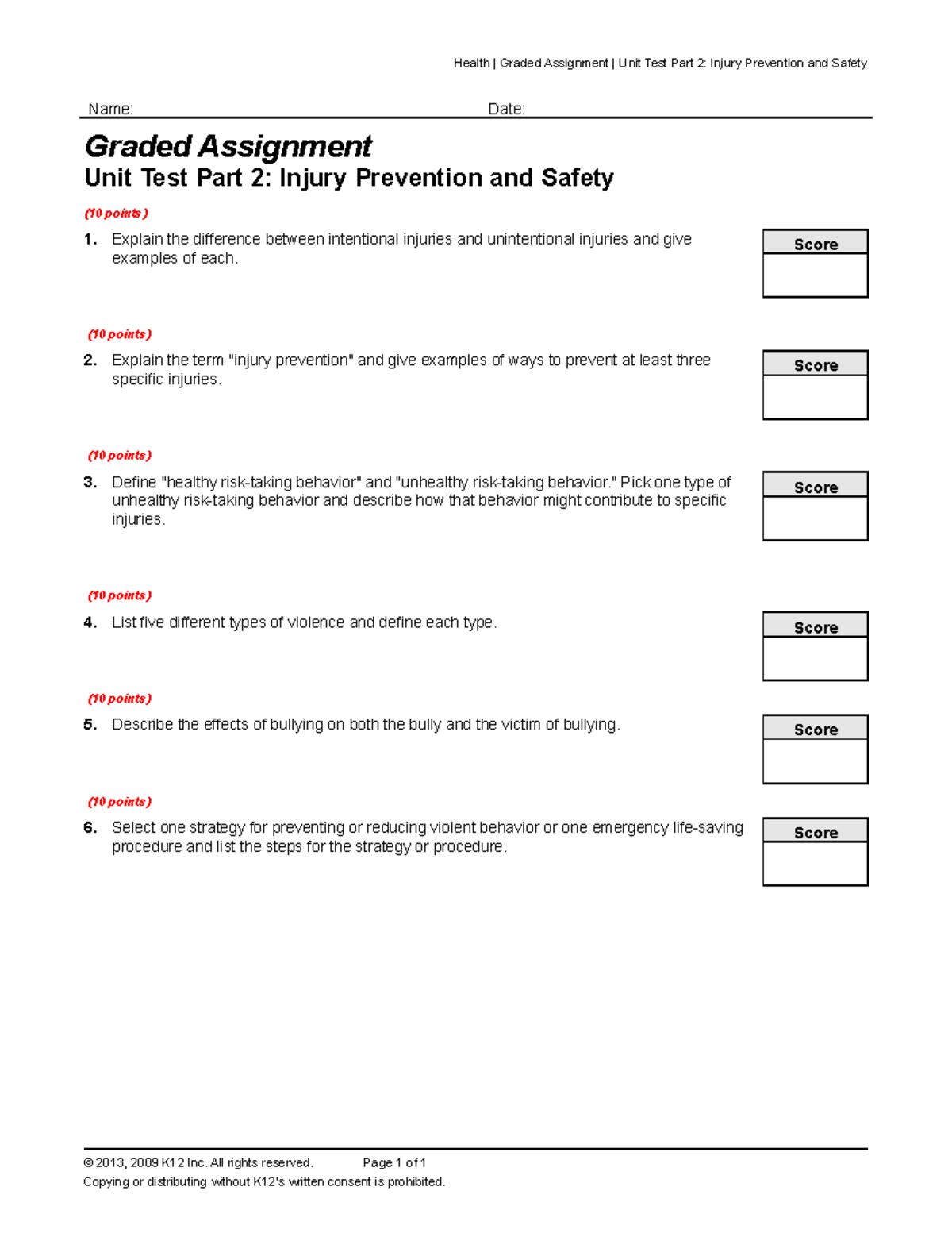 assignment 19 test physical health