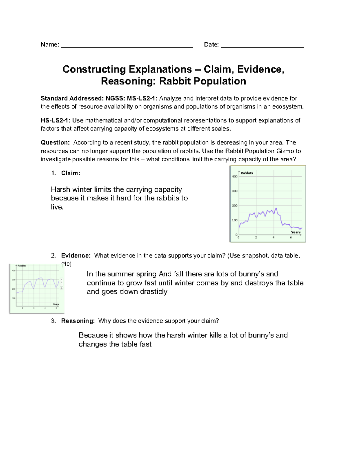 S137 Rabbit Population Gizmo CER Follow Up - Name