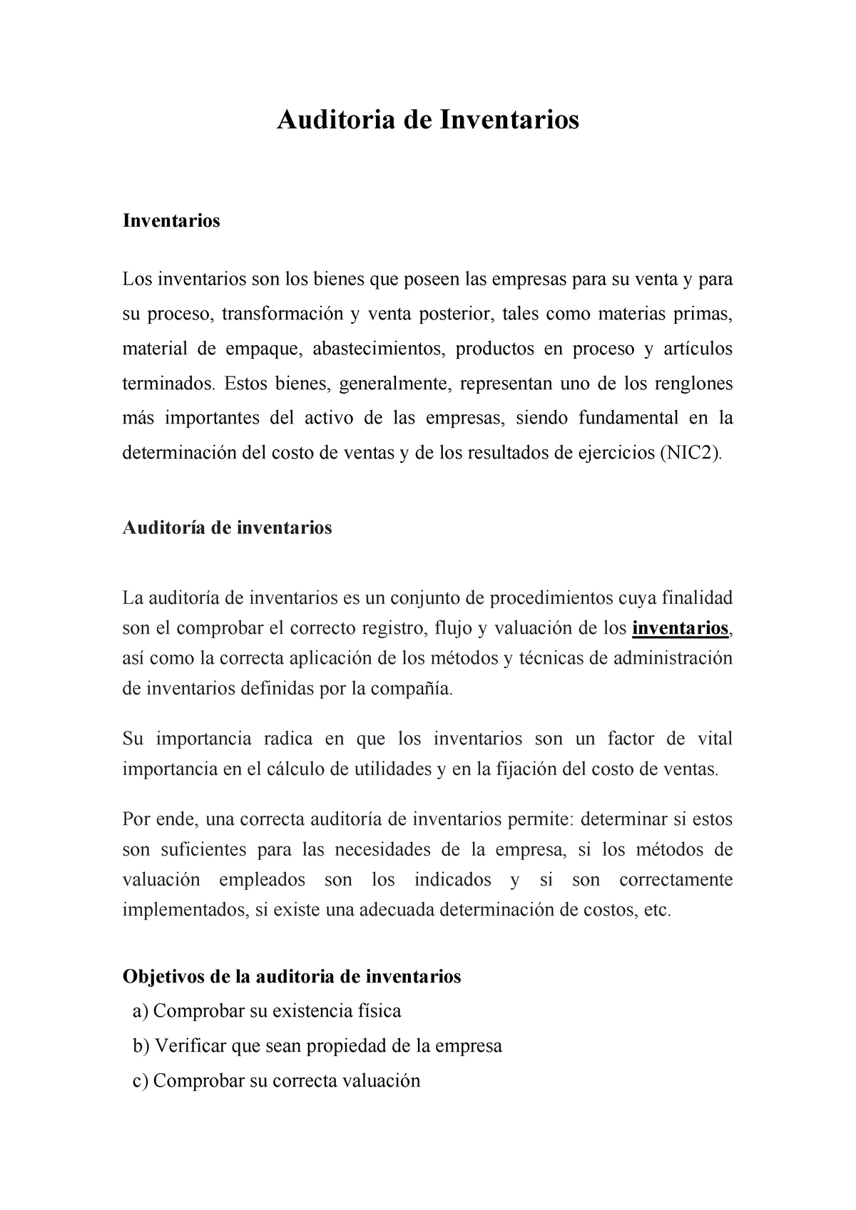 Auditoria De Inventarios Auditoria De Inventarios Inventarios Los Inventarios Son Los Bienes 9634