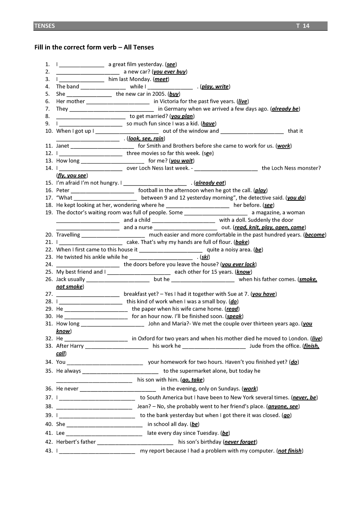 t14-qhwdbwejdh-tenses-t-14-fill-in-the-correct-form-verb-all-tenses