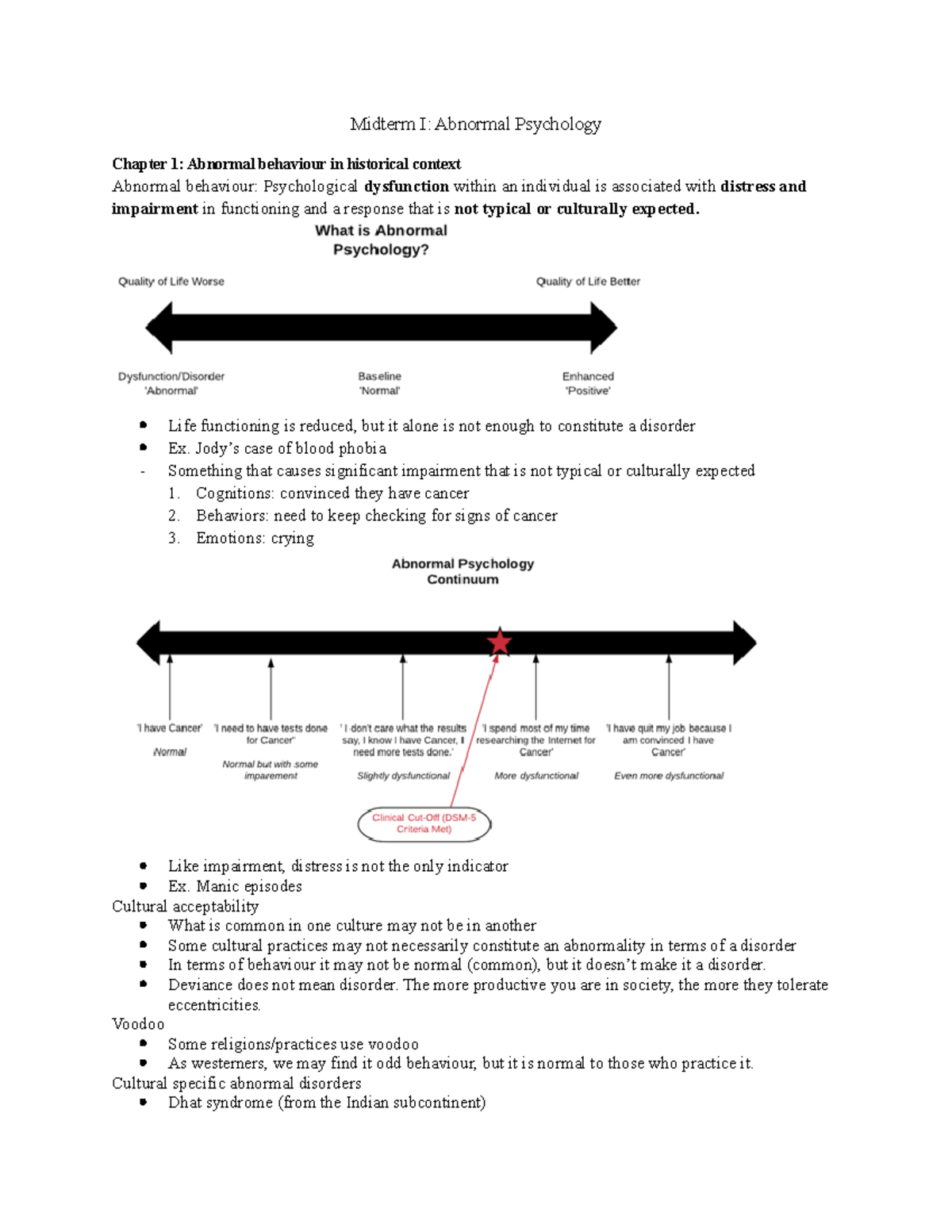 Midterm I - All Compiled Notes From Textbook. - Midterm I: Abnormal ...