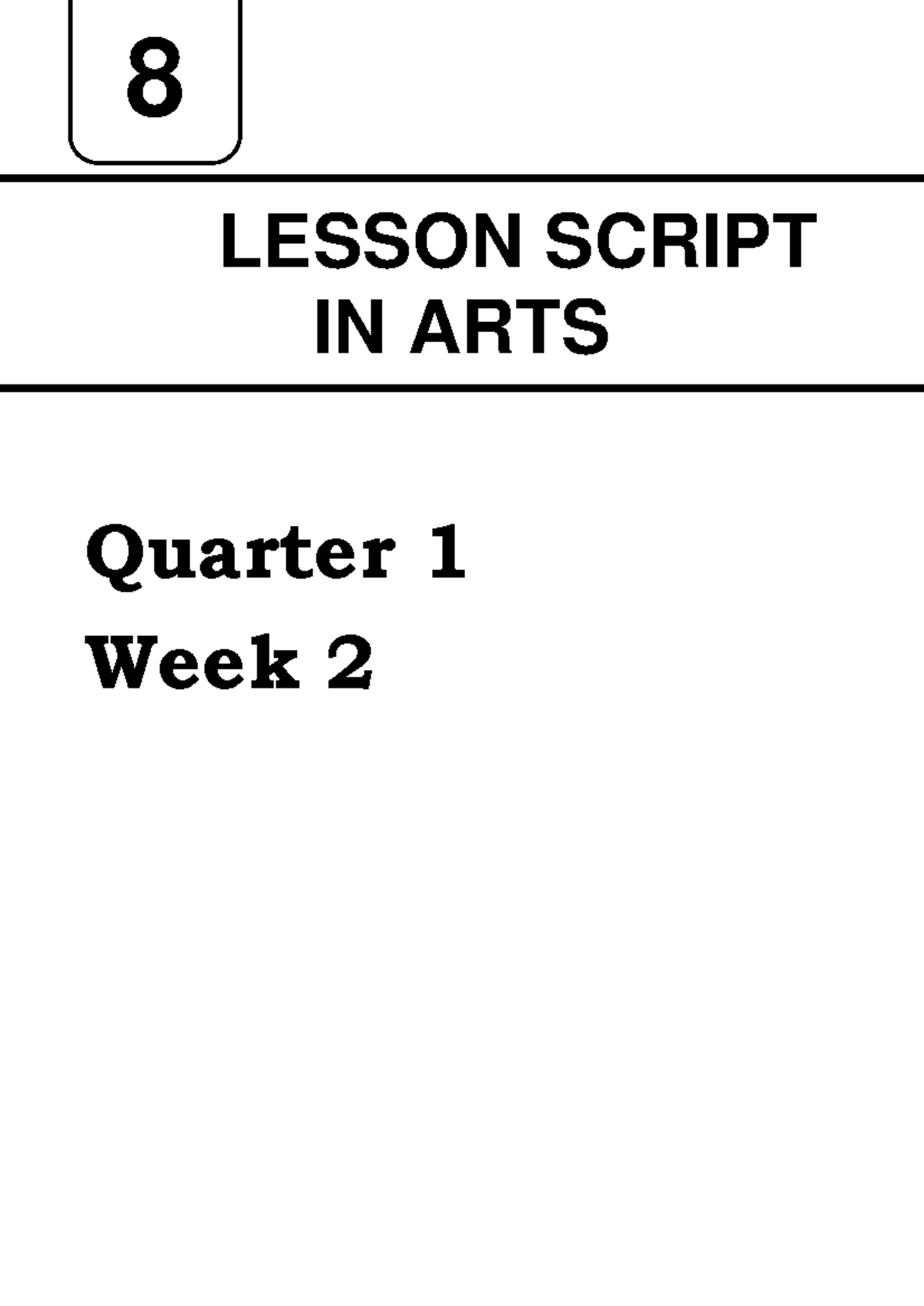 2024LSG8CUF Mapeh 8 ARTS Q1, WEEK 2, Peace, Values QUARTER 1 Week