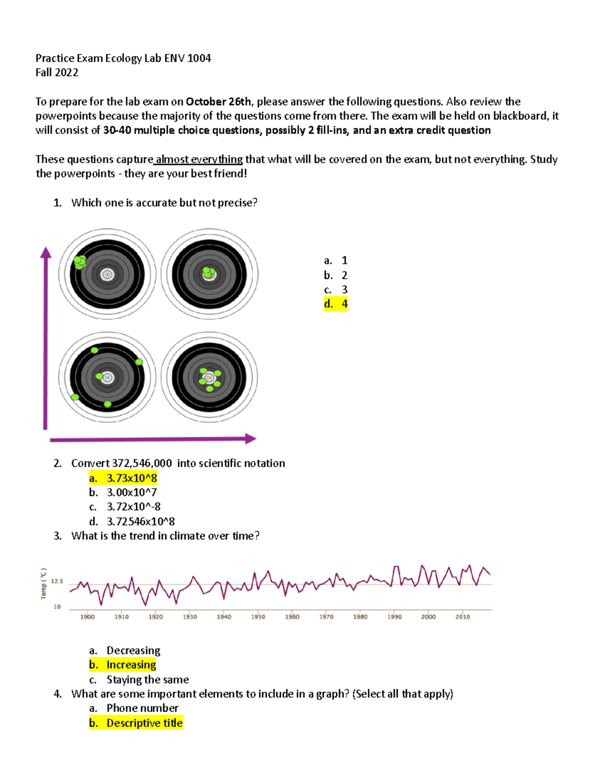 Practice Lab Exam Lab Exam Study Sheet Practice Exam Ecology Lab