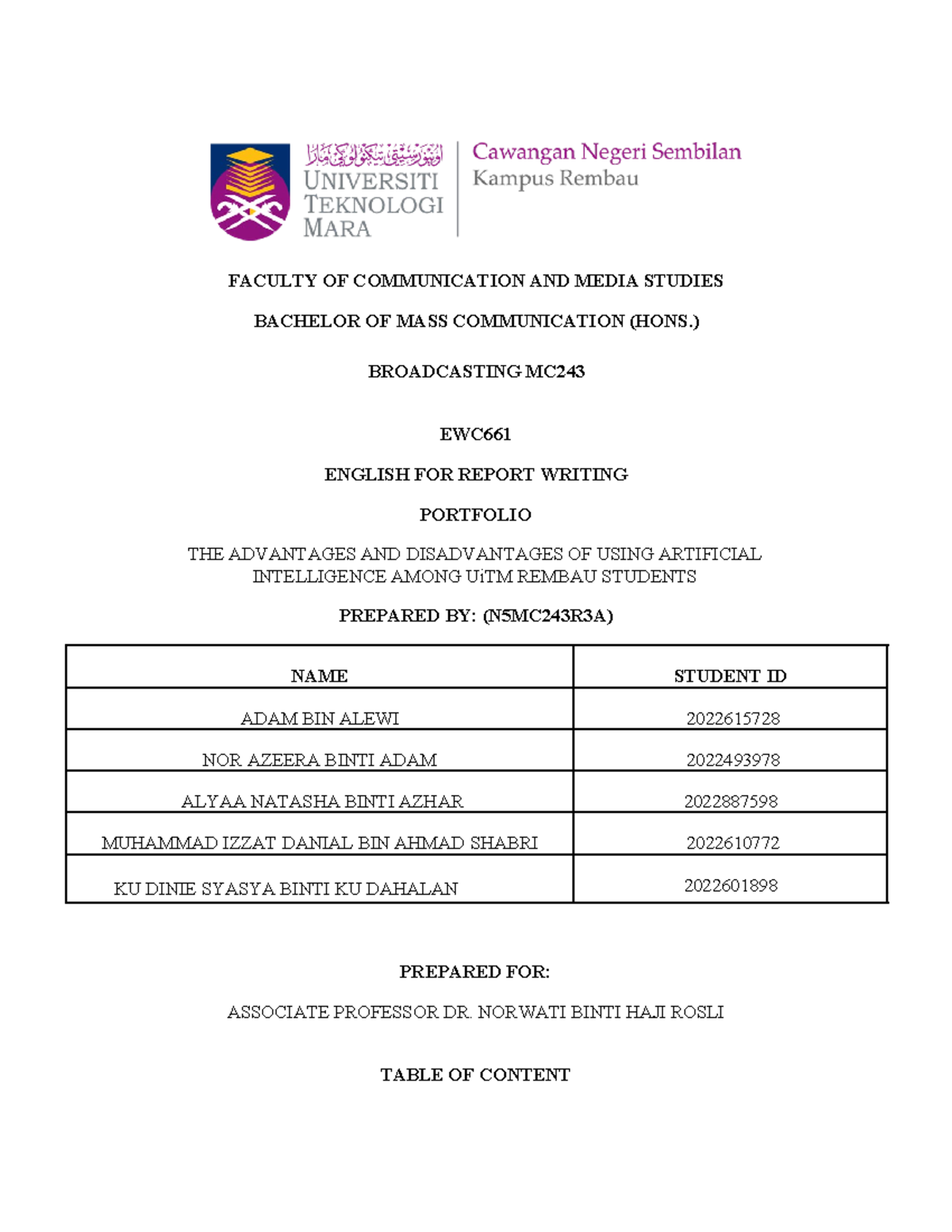Portfolio EWC - for intro of ewc - FACULTY OF COMMUNICATION AND MEDIA ...