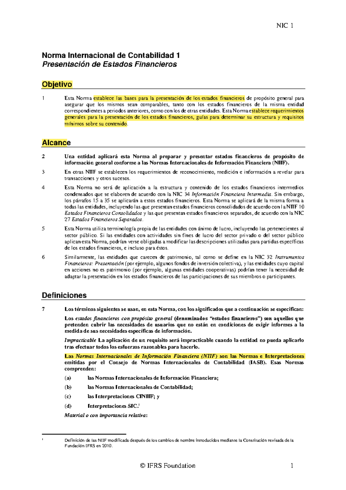 NIC 1 - es el resumen de la NIC 1 para el curso de integracion contable ...