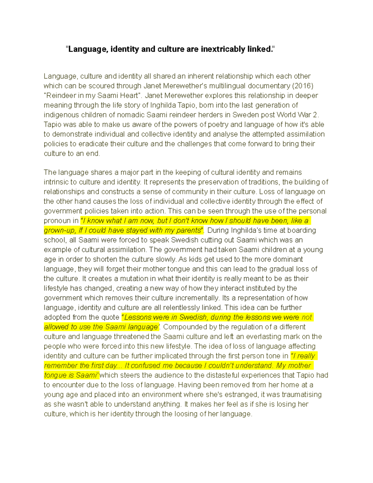 Language, identity and culture are inextricably linked - " Language ...