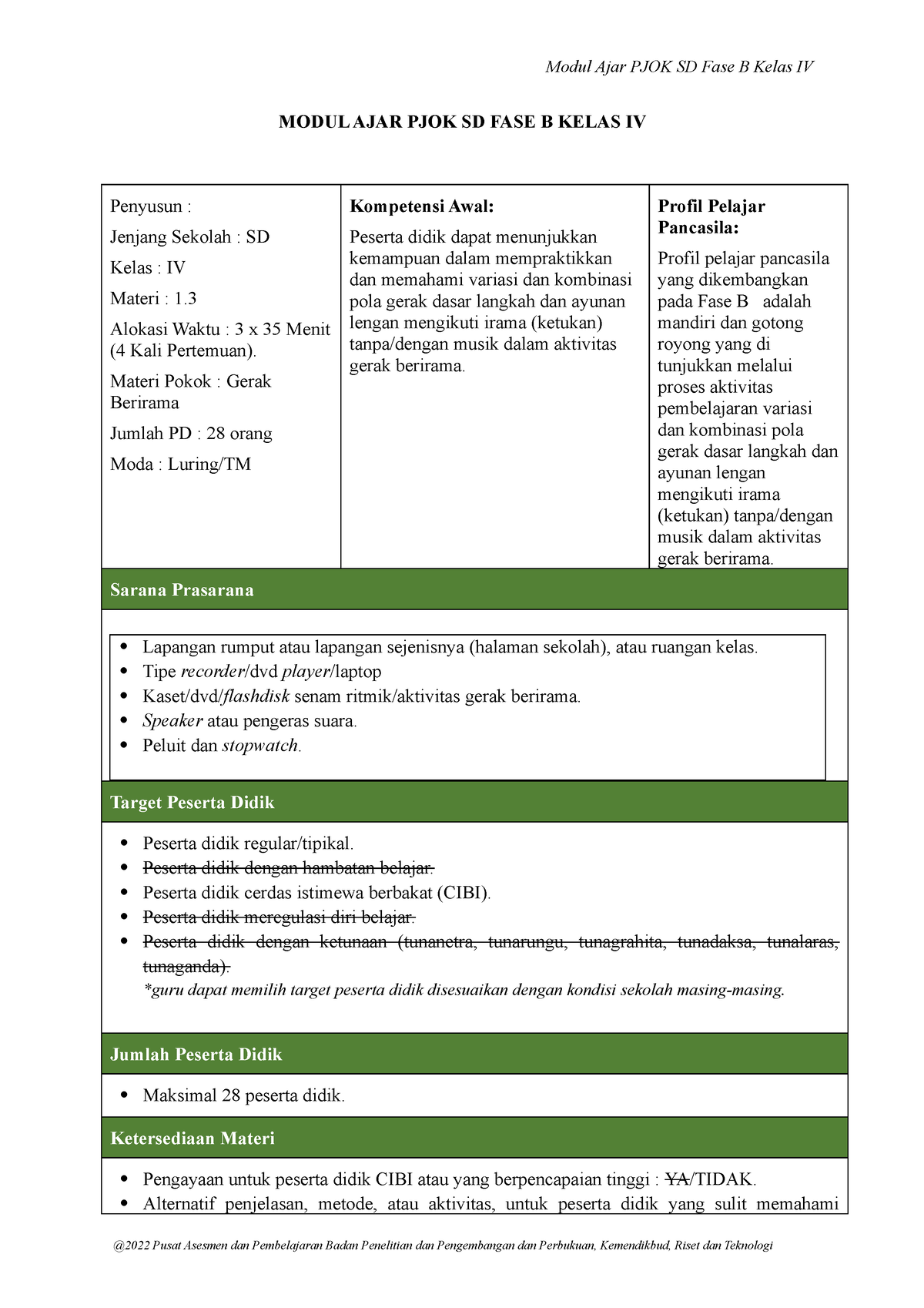 MA PJOK K4 Materi 3 (datadikdasmen - MODUL AJAR PJOK SD FASE B KELAS IV ...