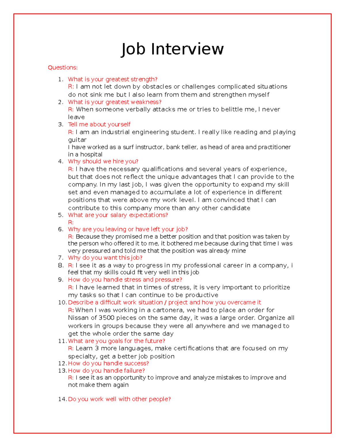 Job Interview - job - Job Interview Questions: What is your greatest ...