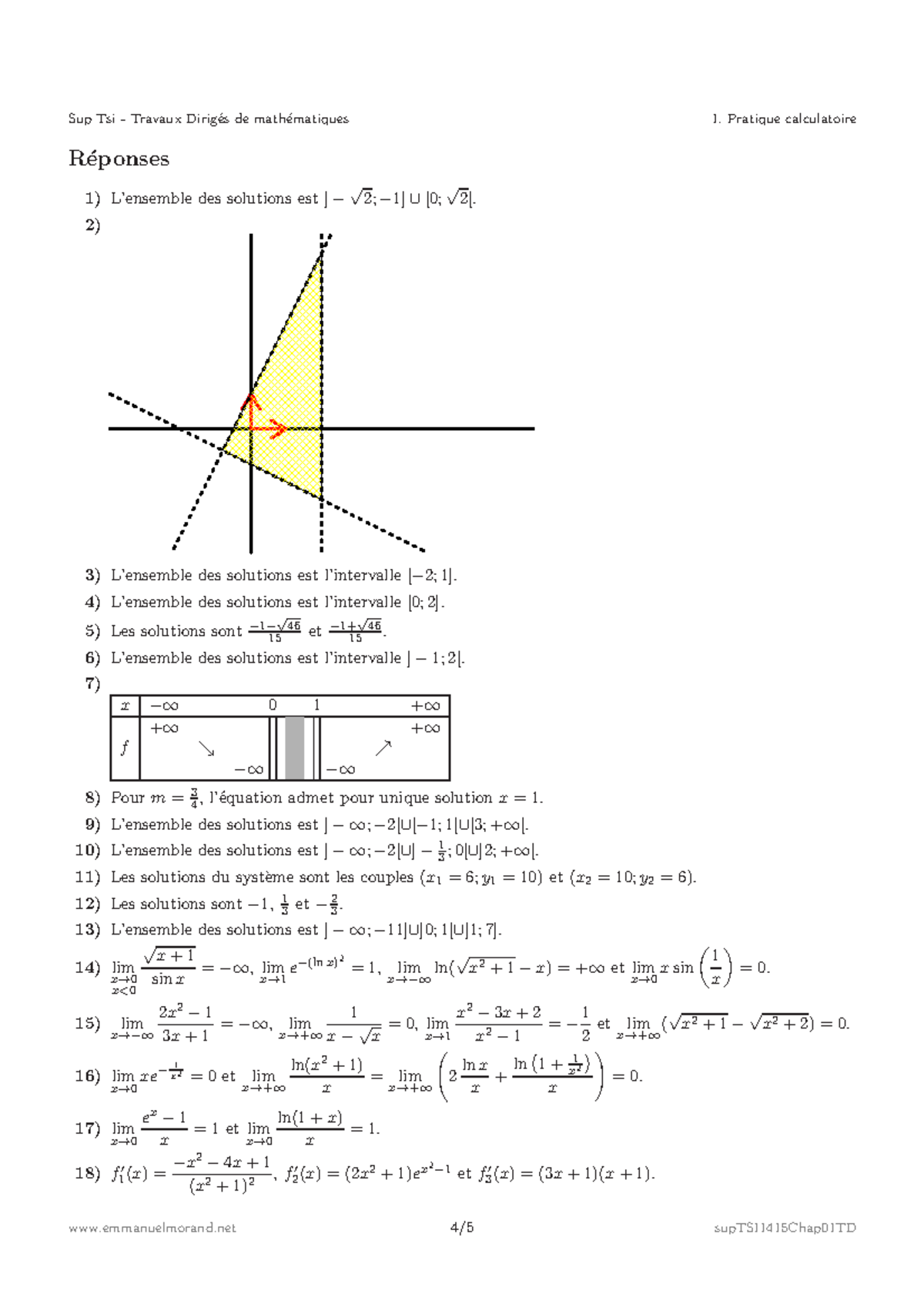 Math Sup Exercices Corrigés – Exercices math sup : Applications ...