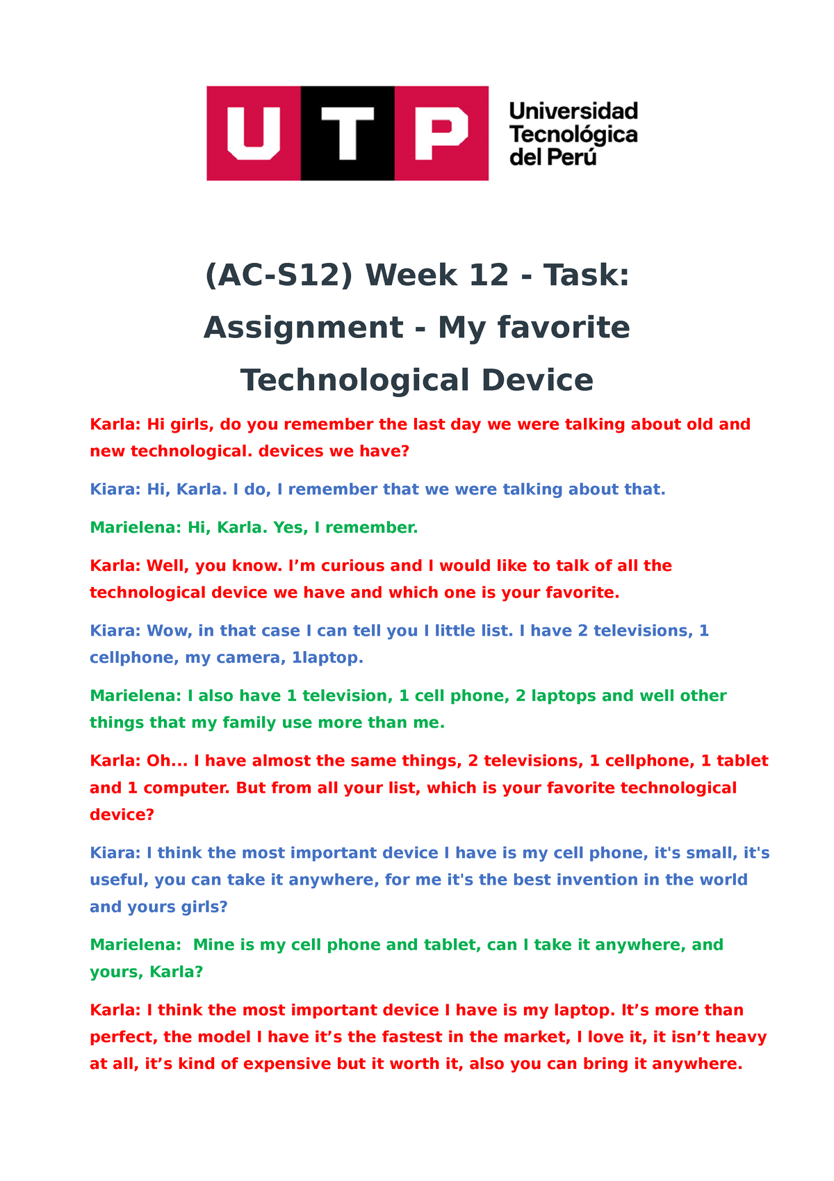 (ac s12) week 12 task assignment my favorite technological device