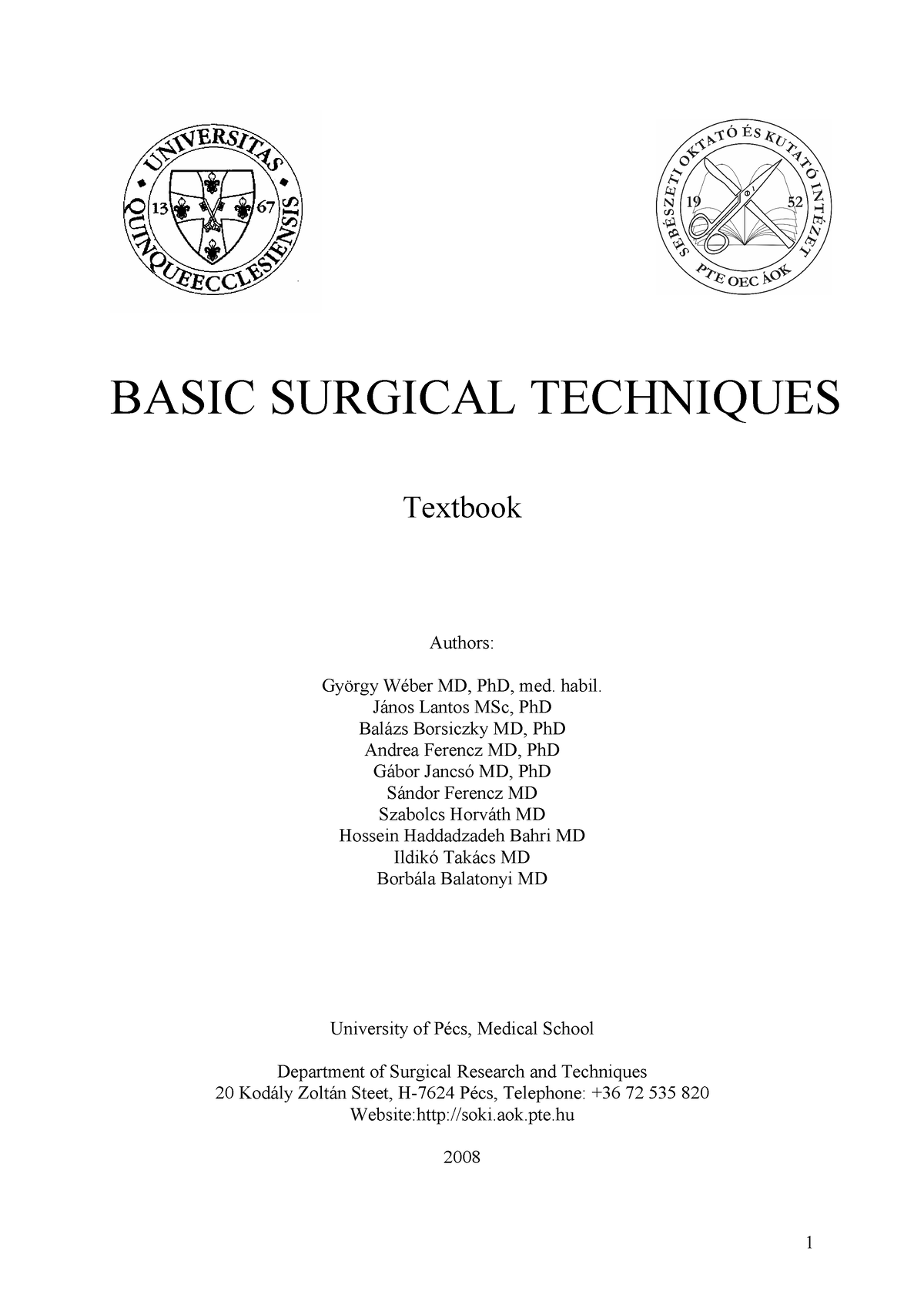 Basic Surgical Techniques - BASIC SURGICAL TECHNIQUES Textbook Authors ...