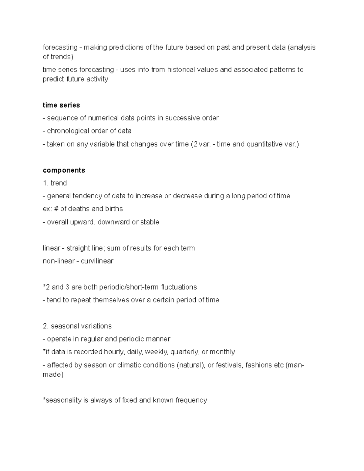 Forecasting - Notes - forecasting - making predictions of the future ...