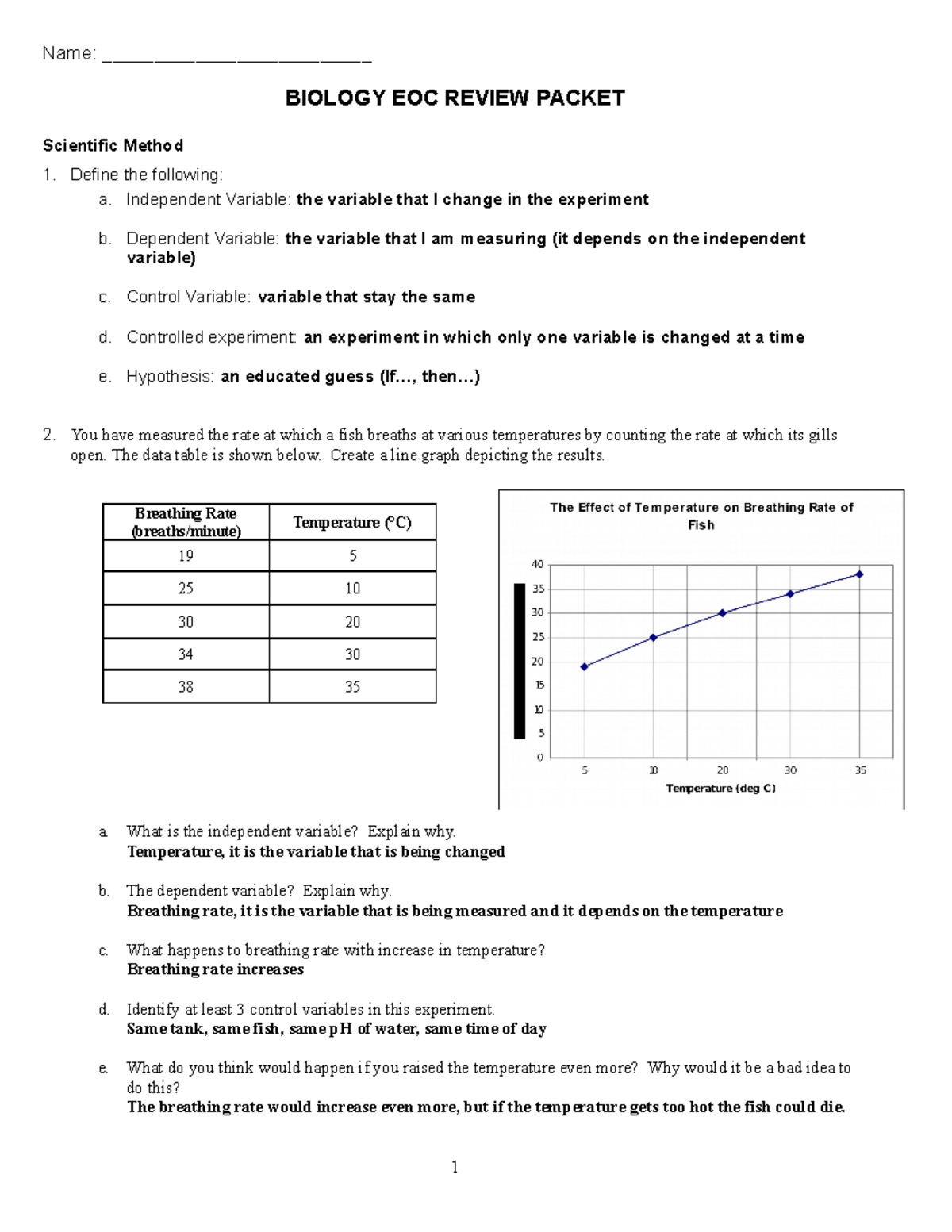 EOC Review Packet Answers Studocu