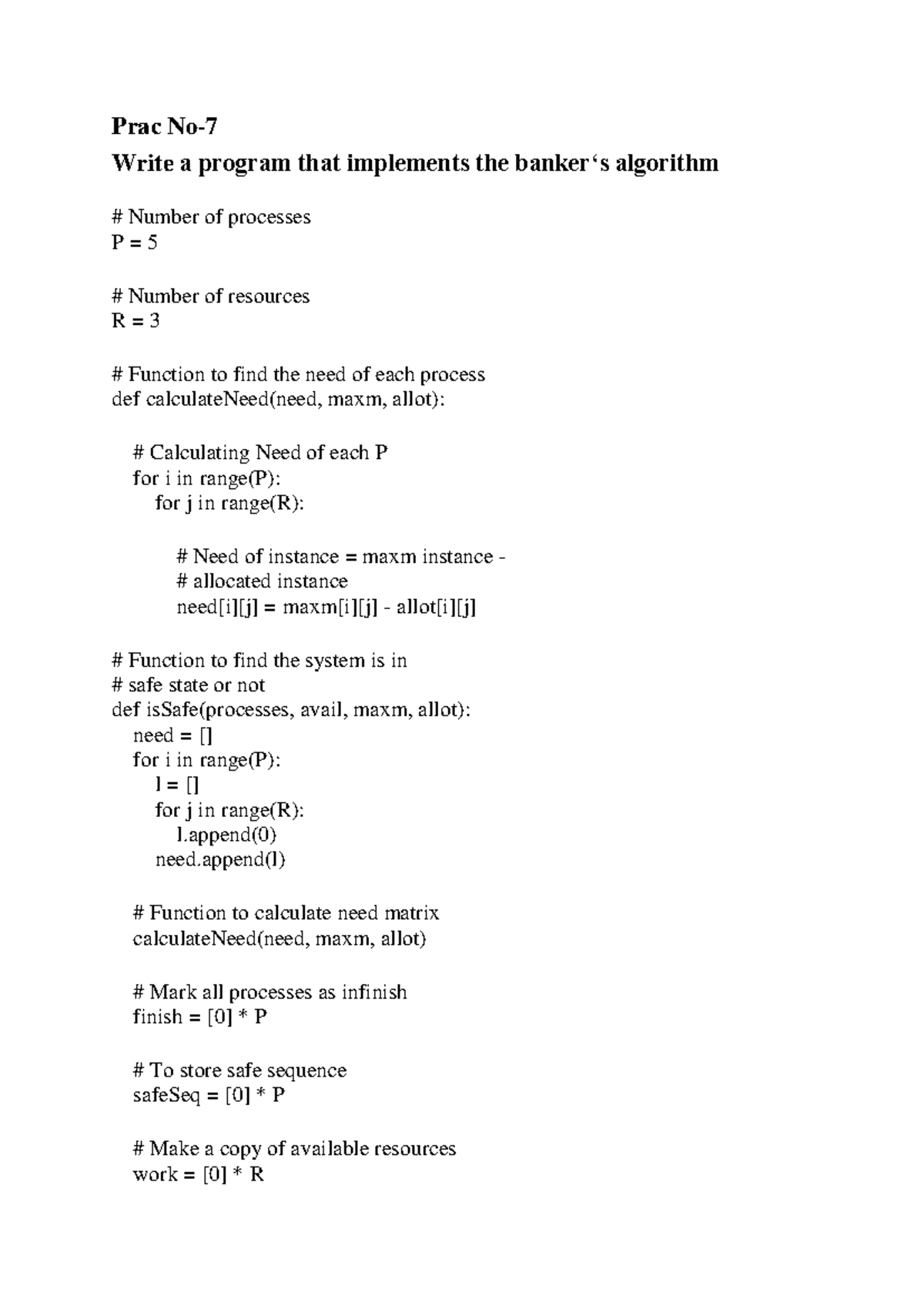 Ahubha - very good - Prac No- Write a program that implements the ...