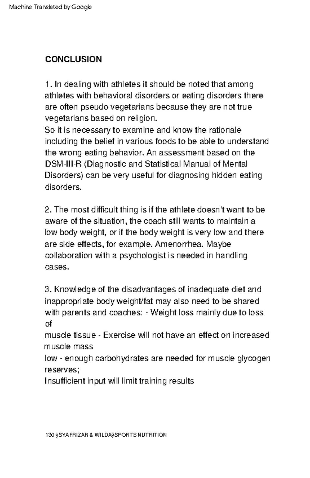 Sports nutrition70 CONCLUSION So it is necessary to examine and know